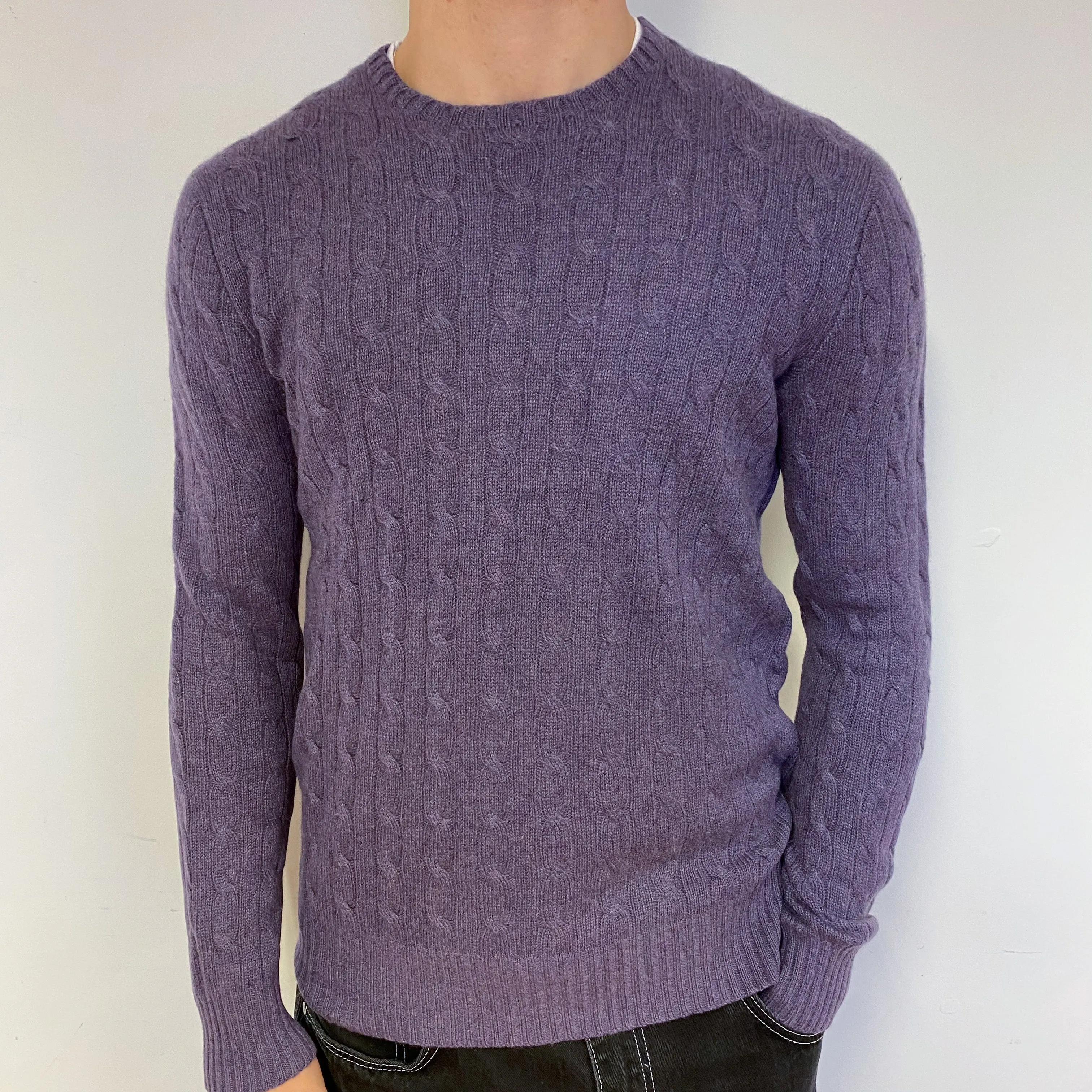 Men's Ralph Lauren Purple Cashmere Crew Neck Jumper Medium