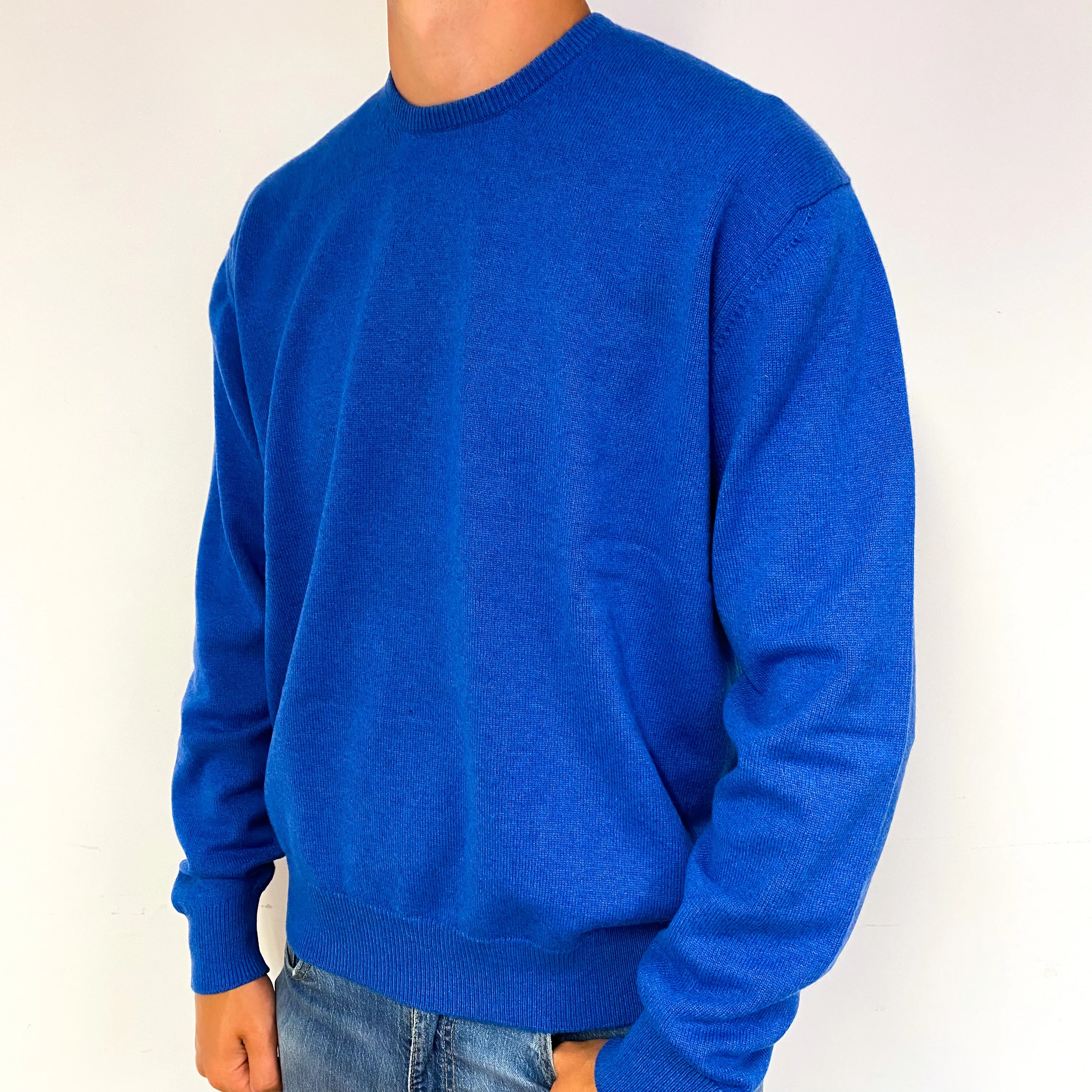 Men's Robert Old Air Force Blue Cashmere Crew Neck Jumper XXL