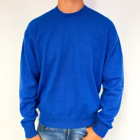 Men's Robert Old Air Force Blue Cashmere Crew Neck Jumper XXL