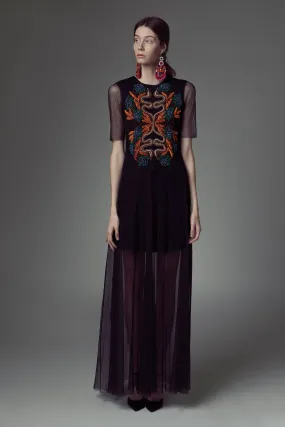 Net embroidered long gown