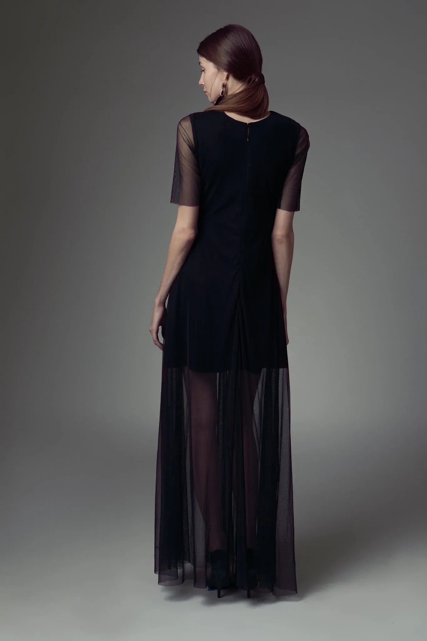 Net embroidered long gown