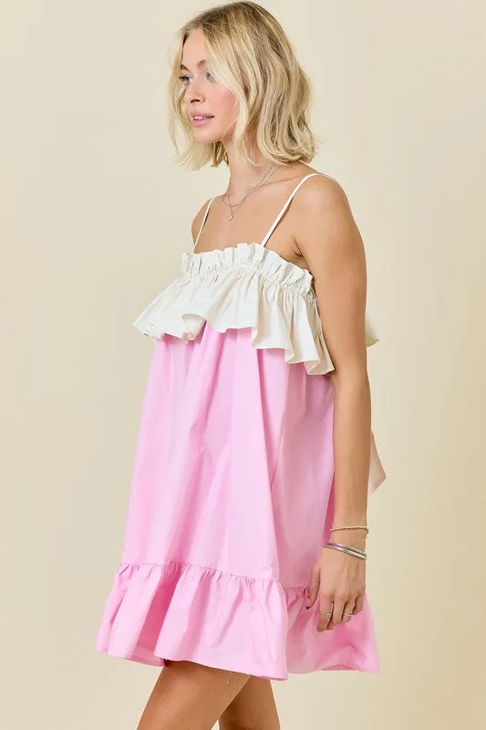 NEWEST ARRIVAL Pink Bow Back Babydoll Dress