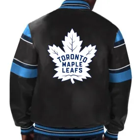 NHL Leather Jacket in Black Representing the Toronto Maple Leafs by TJS