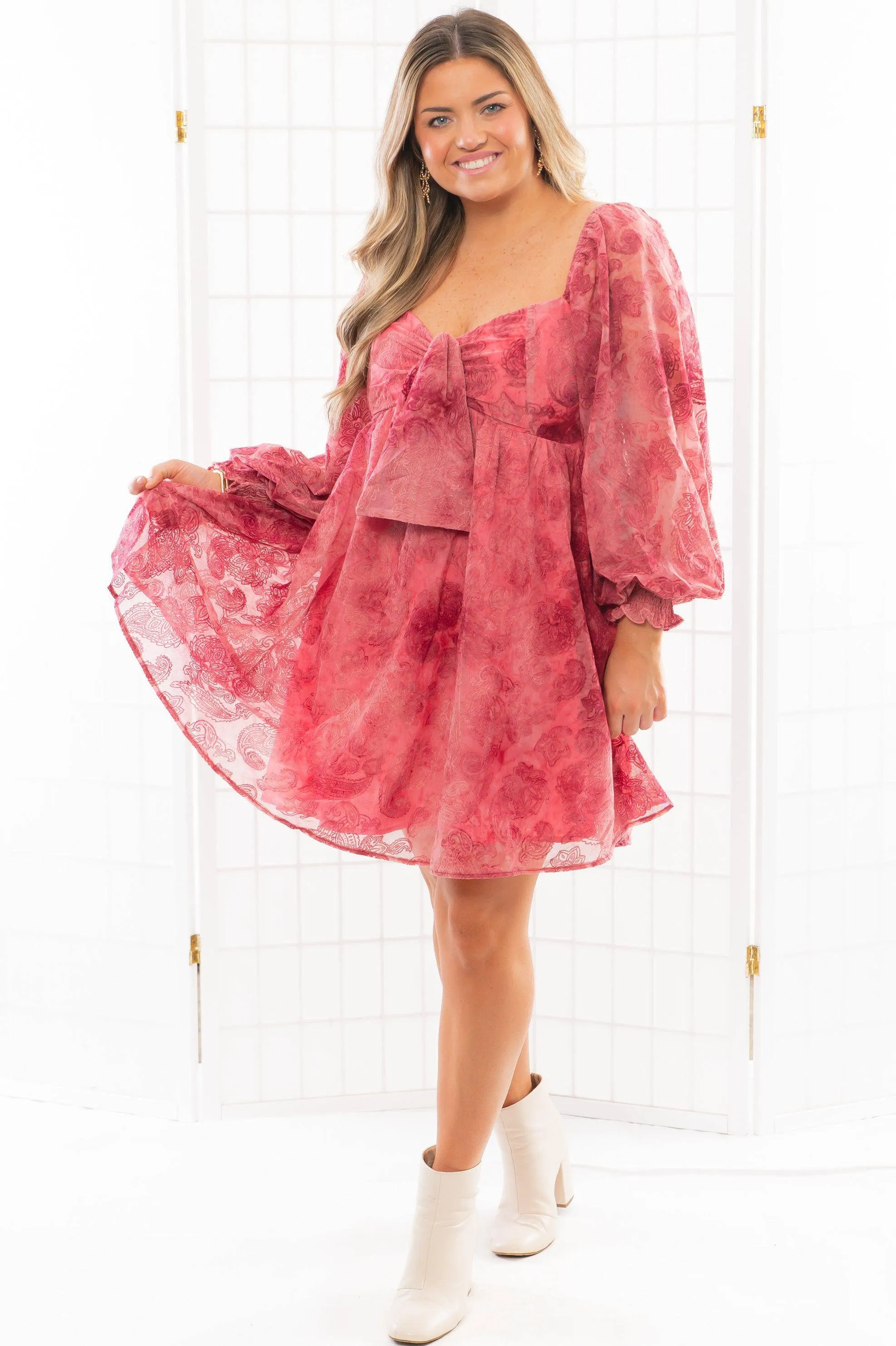 Paisley Berry Burnout Velvet Mini Dress