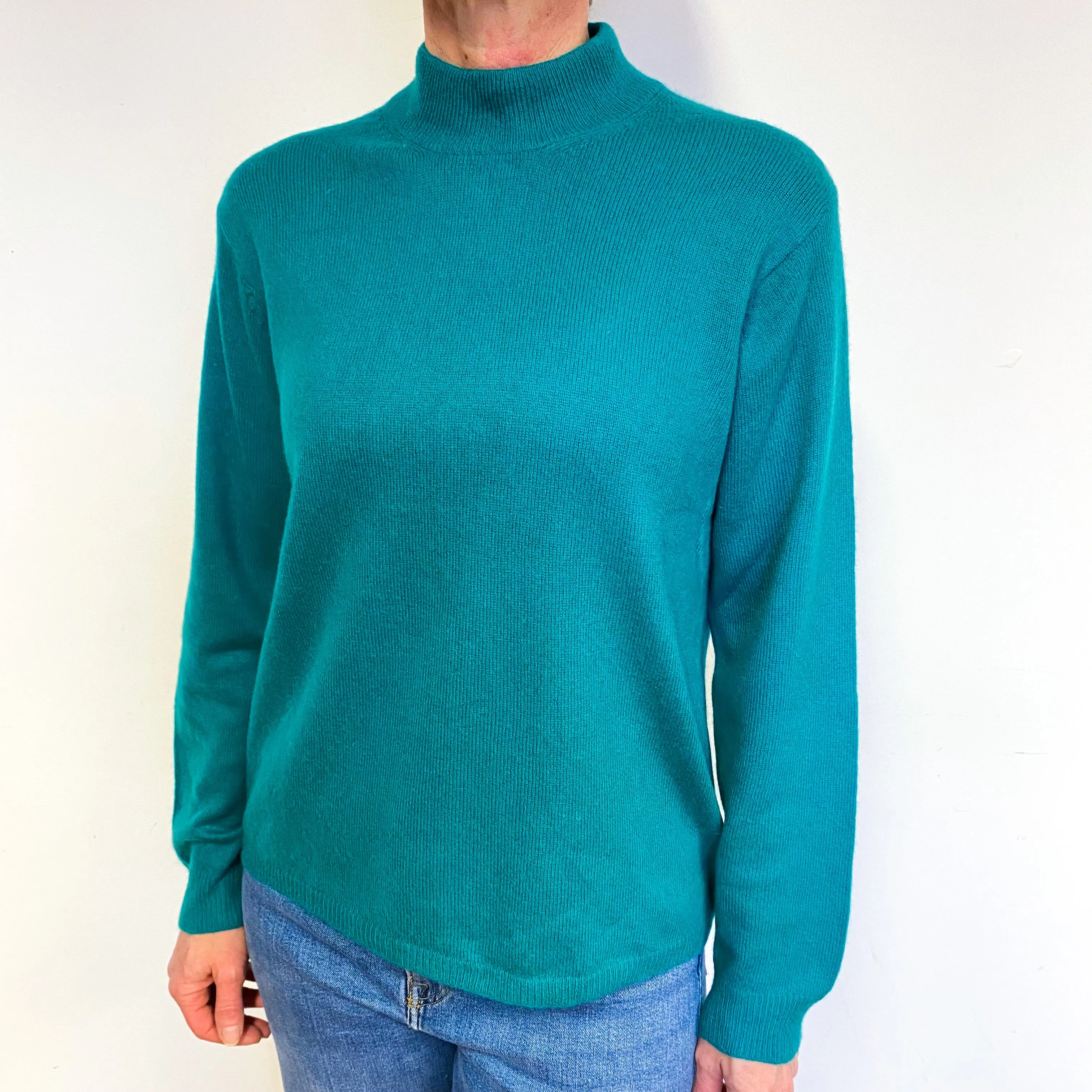 Parakeet Green Cashmere Turtle Neck Jumper Medium