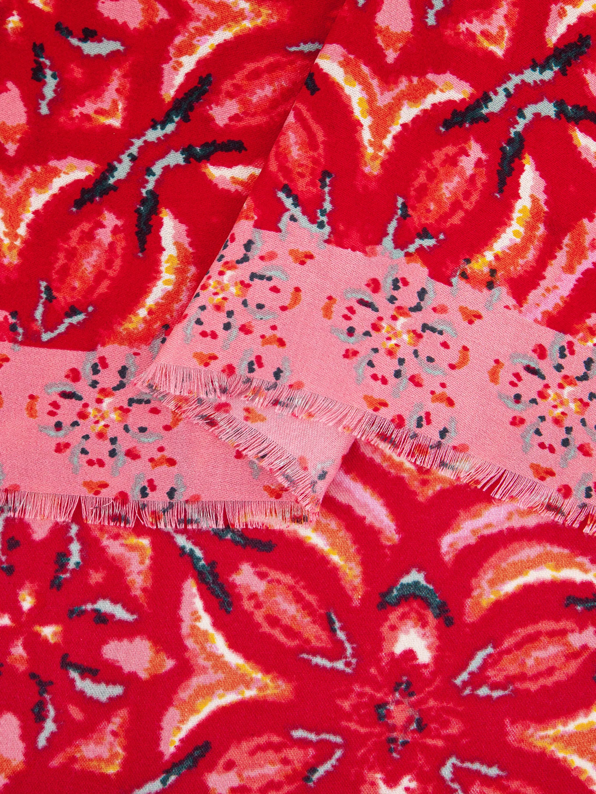 Paulie Lightweight Scarf - Red, Floral Mosaic