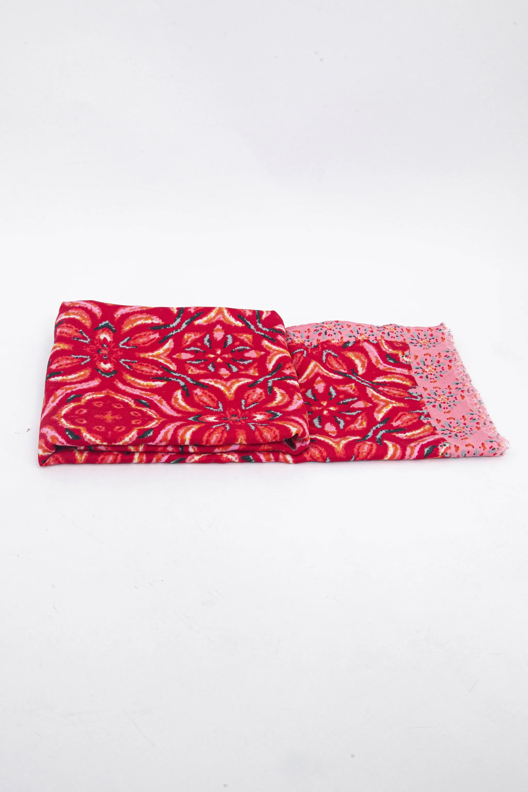 Paulie Lightweight Scarf - Red, Floral Mosaic