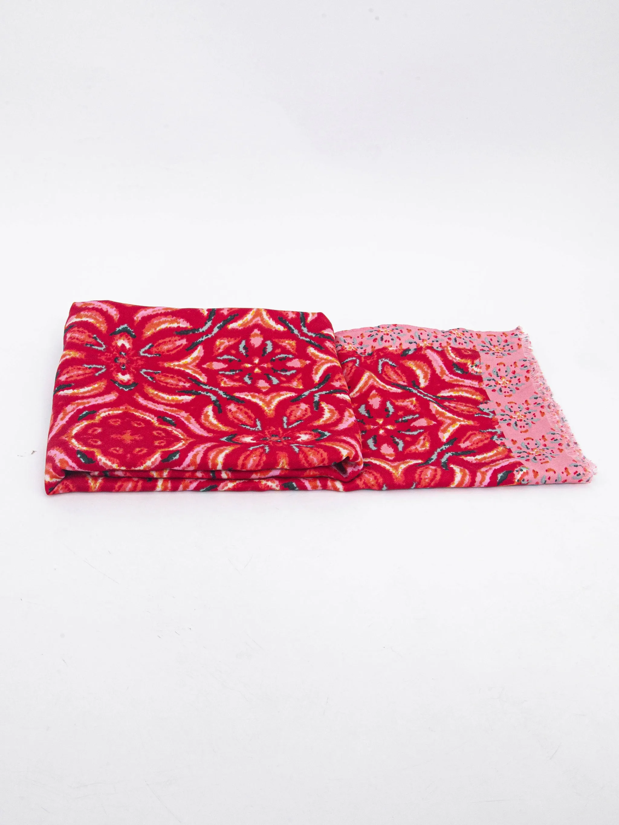 Paulie Lightweight Scarf - Red, Floral Mosaic