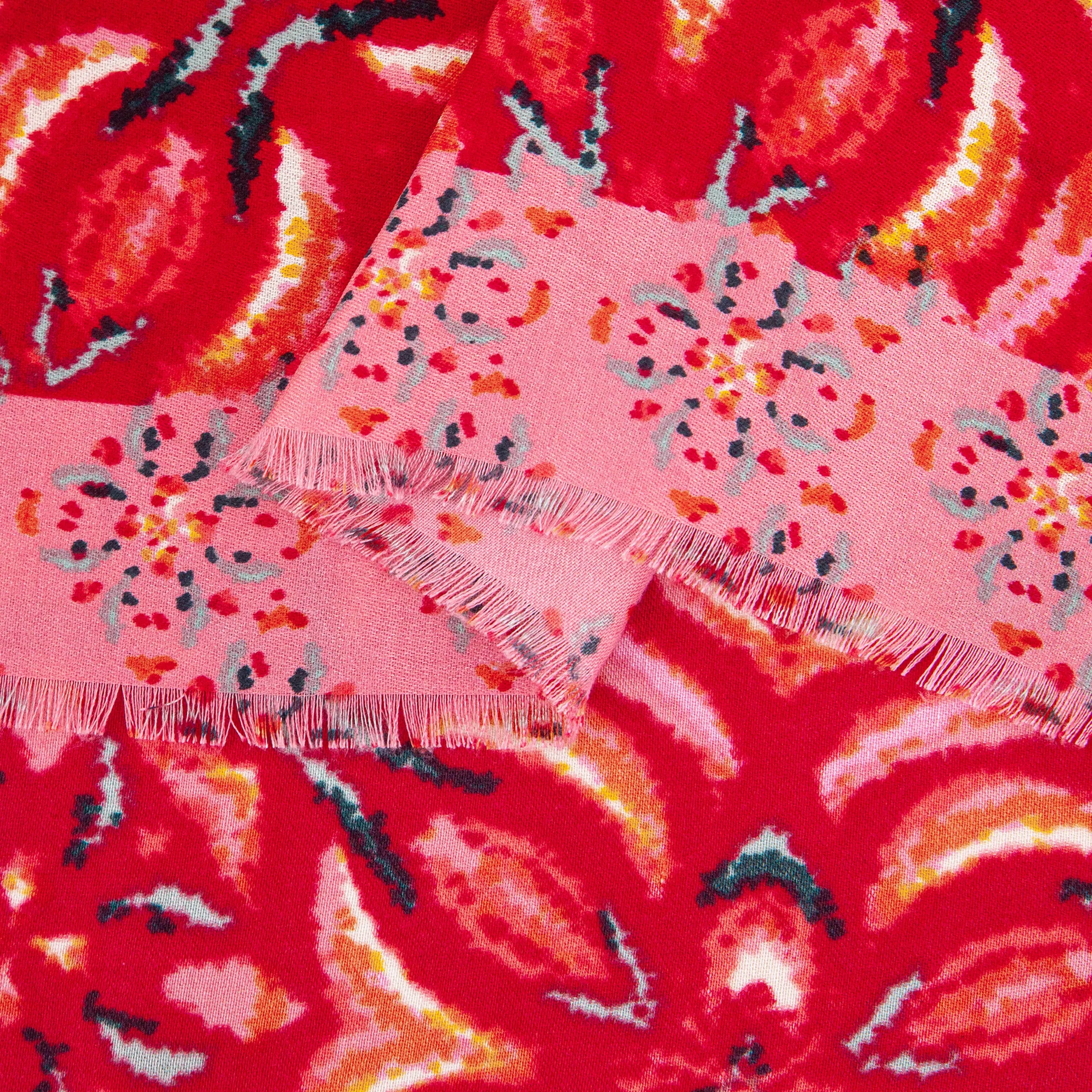 Paulie Lightweight Scarf - Red, Floral Mosaic