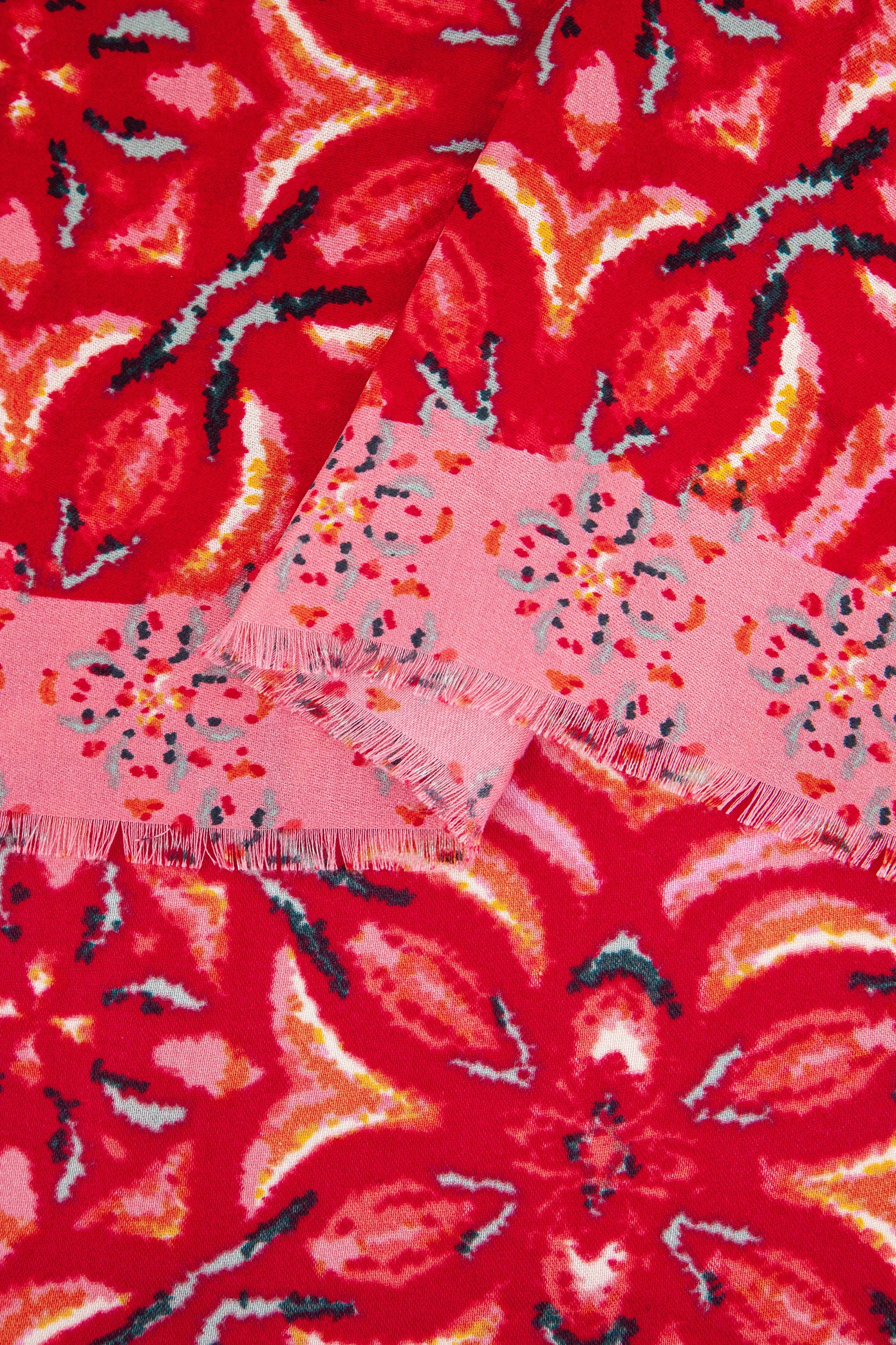 Paulie Lightweight Scarf - Red, Floral Mosaic