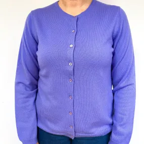 Periwinkle Purple Cashmere Crew Neck Cardigan Large