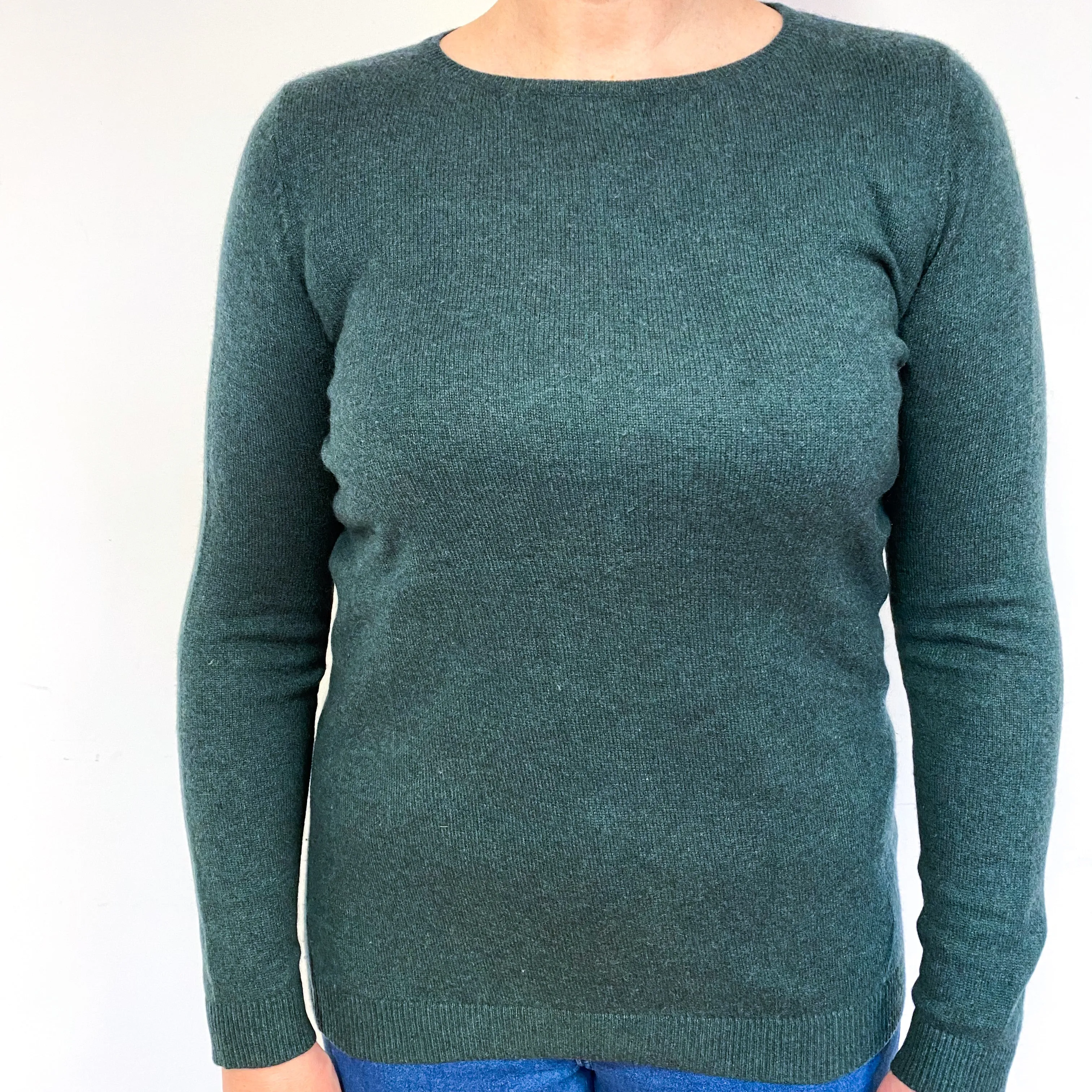 Pine Green Cashmere Crew Neck Jumper Large