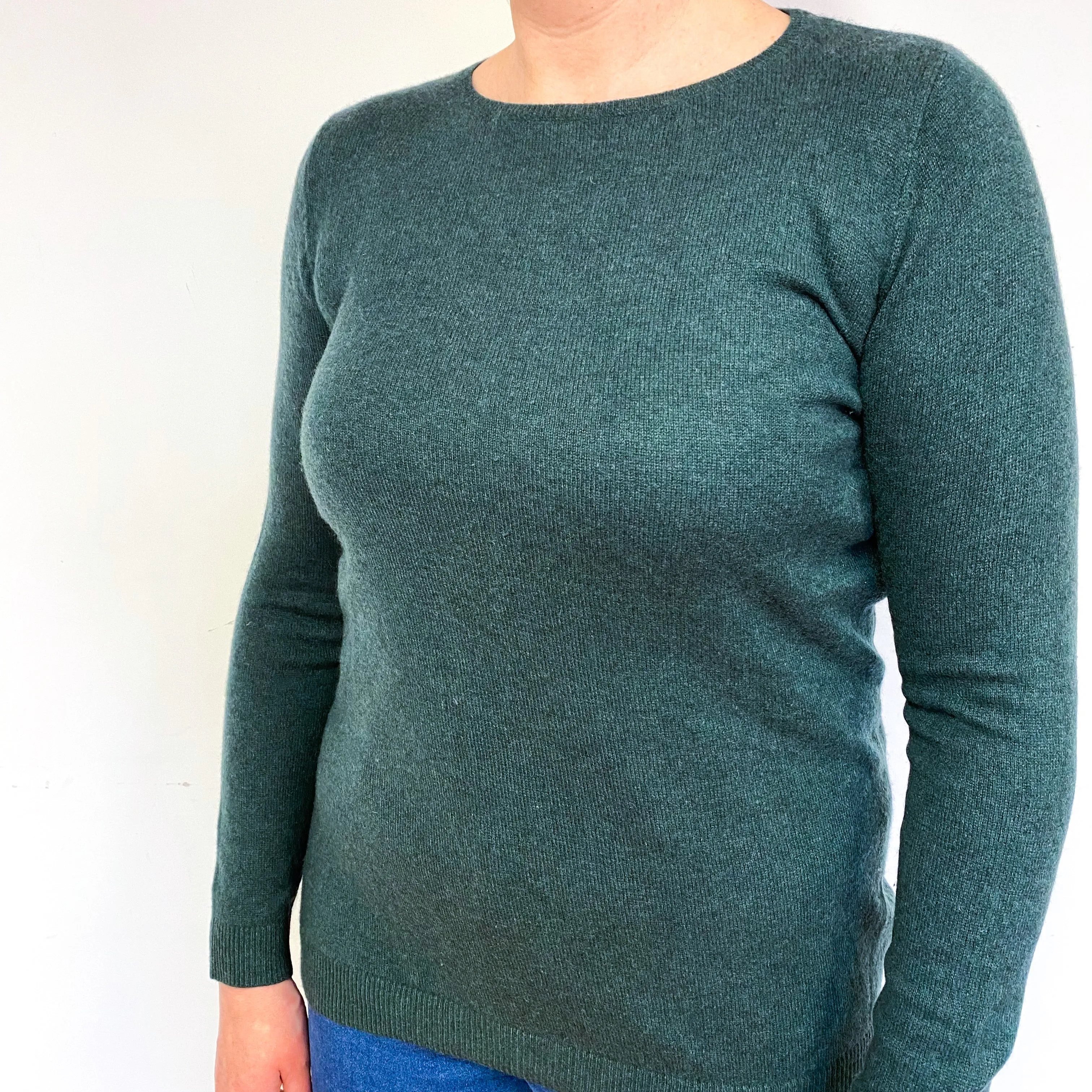 Pine Green Cashmere Crew Neck Jumper Large