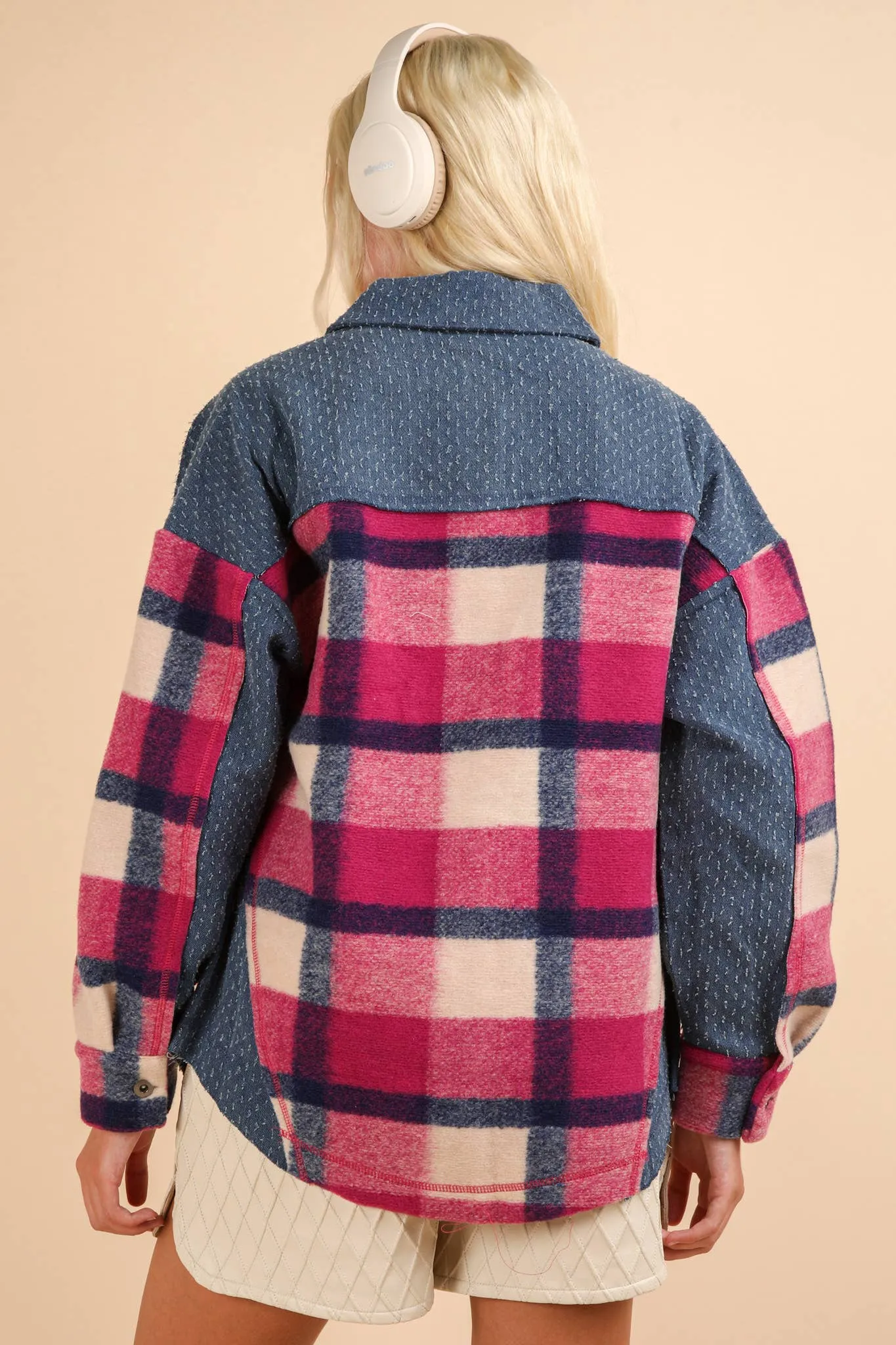 Pinky Plaid Shacket - Very J