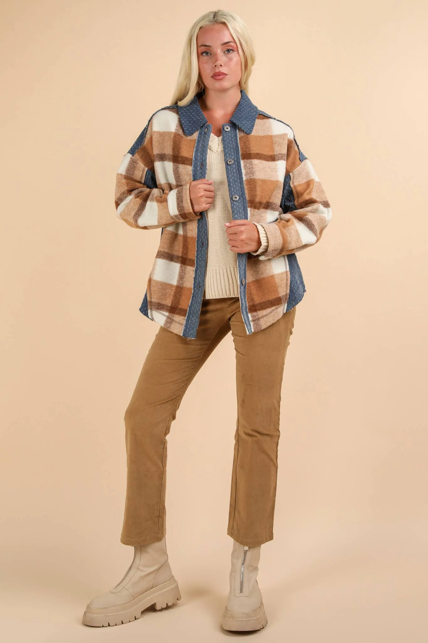 Pinky Plaid Shacket - Very J