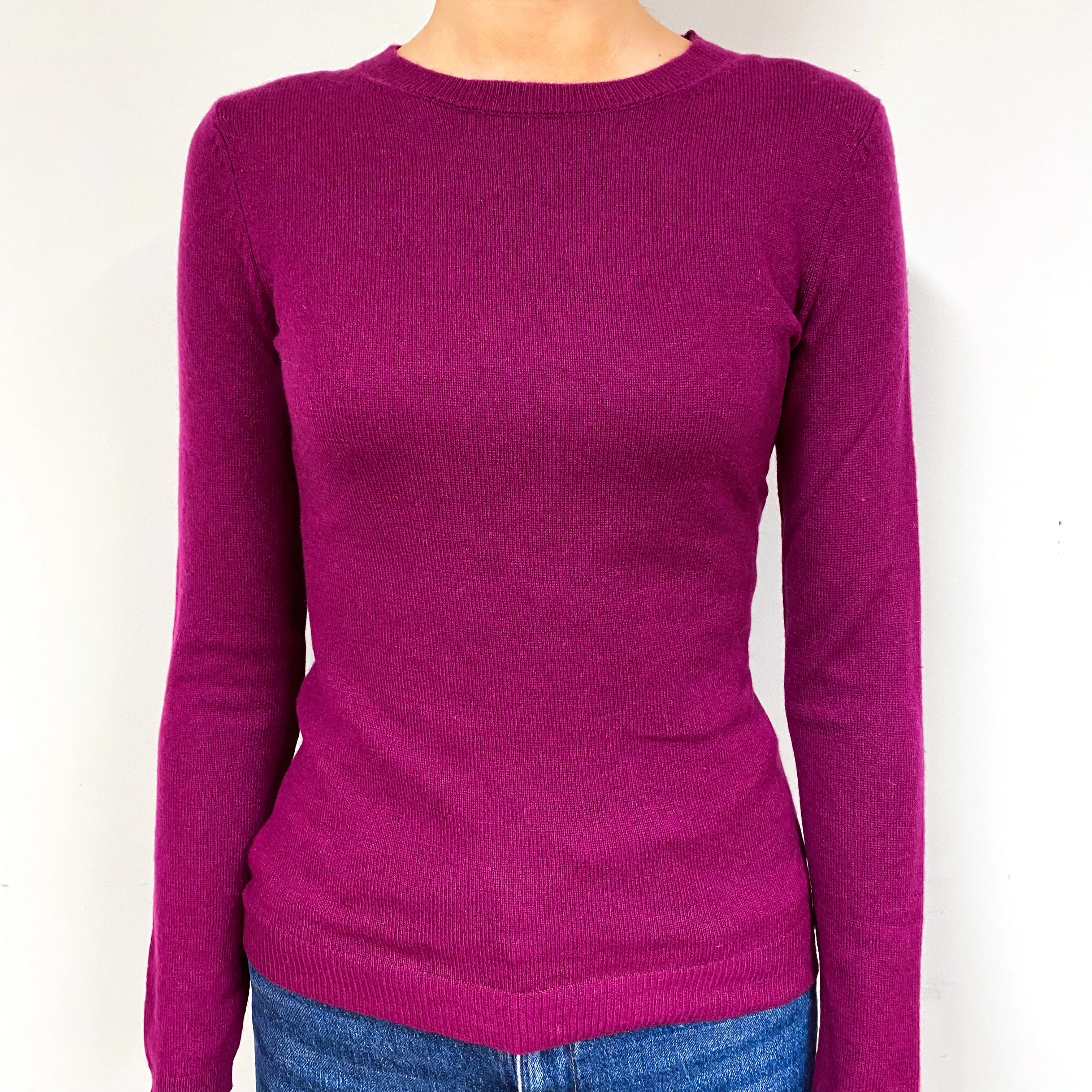 Plum Purple Cashmere Crew Neck Jumper Extra Small