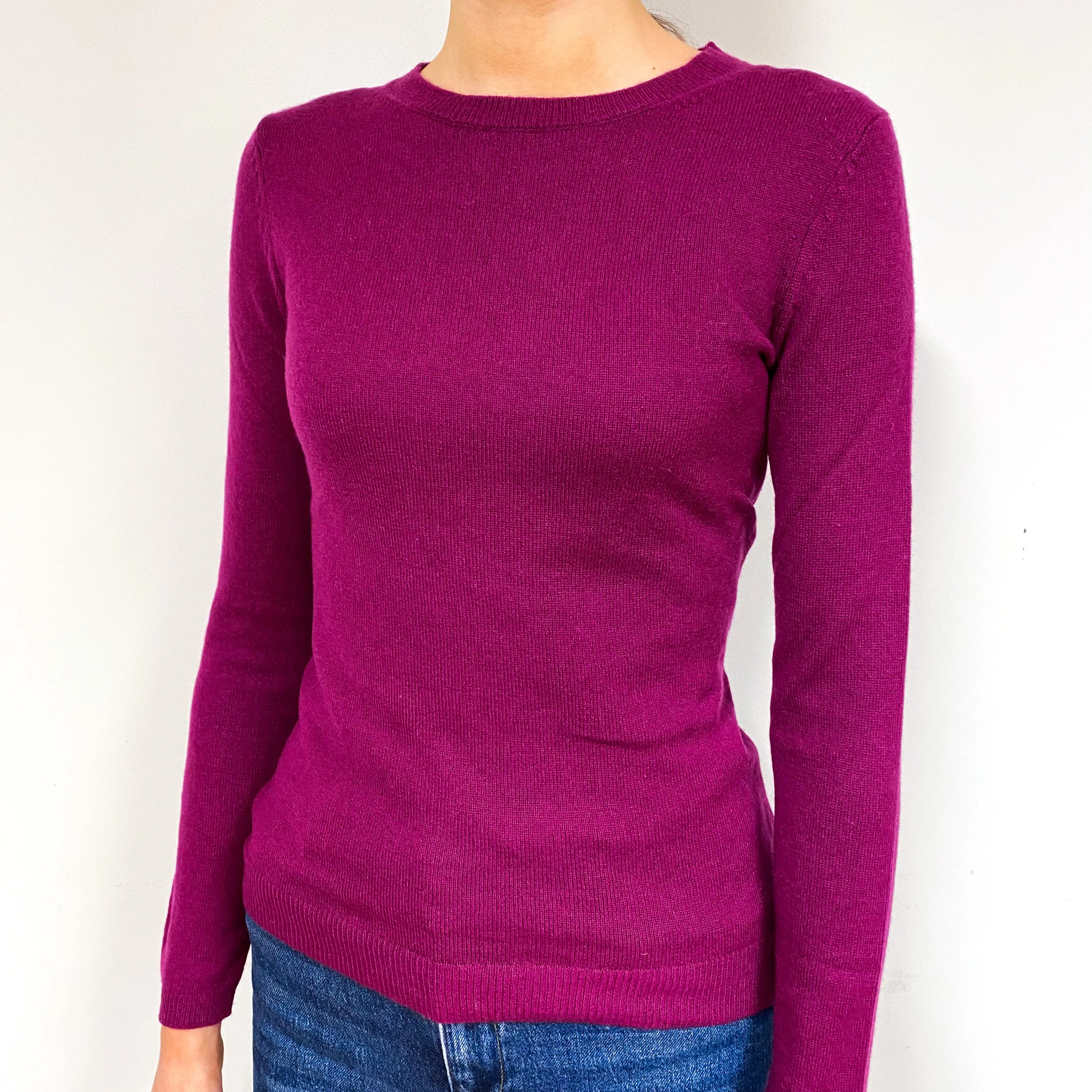 Plum Purple Cashmere Crew Neck Jumper Extra Small