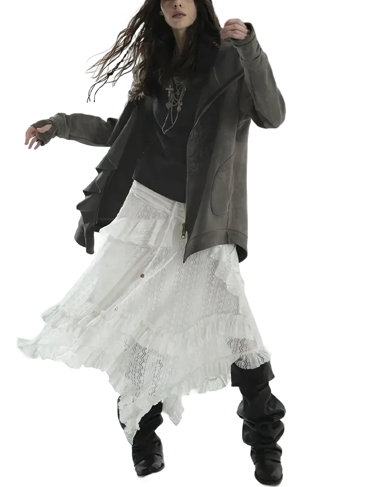 'Prairie' Layered Lace Skirt
