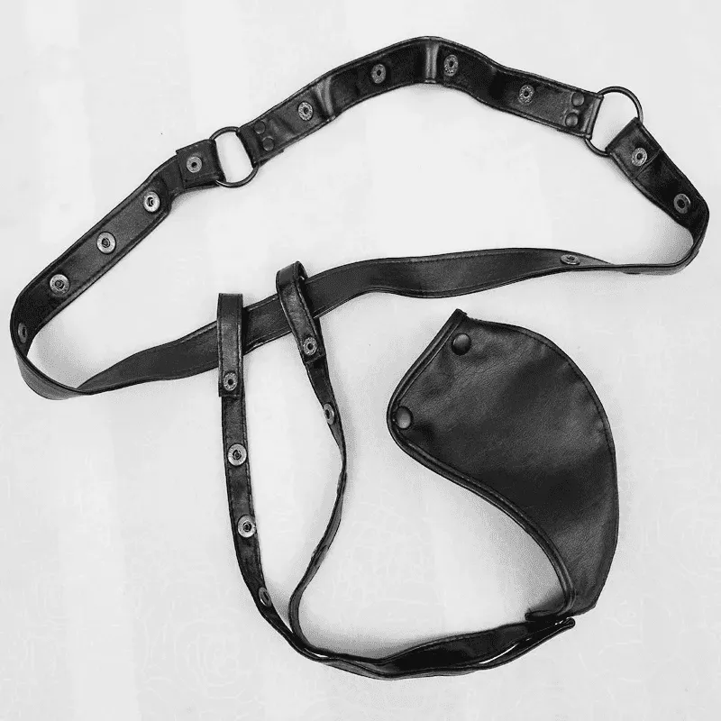 PU Leather Men's Underwear / Sexy Black Lingerie with Rivets