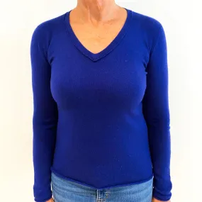 Royal Blue Cashmere V-Neck Jumper Medium