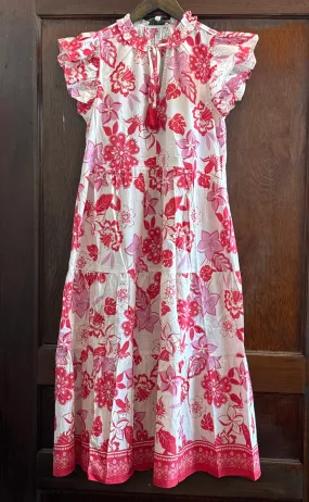 Sam PINCH Florad Print Midi Dress in Red Multi