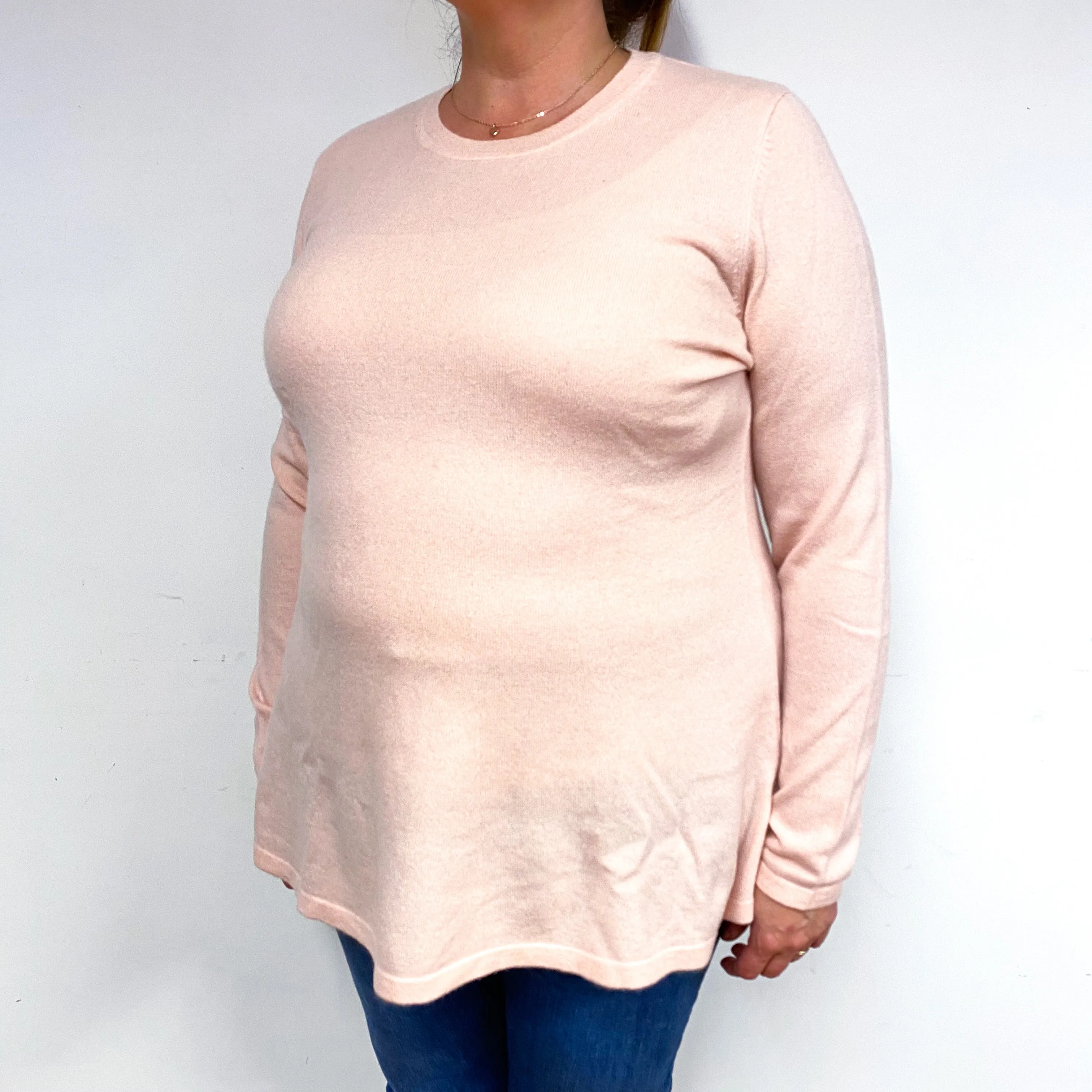 Shell Pink Cashmere Crew Neck Tunic Jumper Extra Large