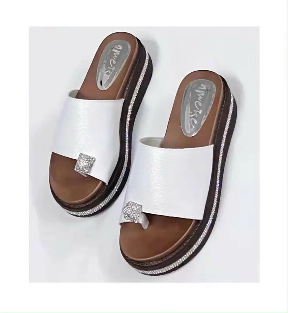 Shine Leather Slides