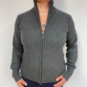 Slate Grey Cashmere Zip Turtle Neck Cardigan Large