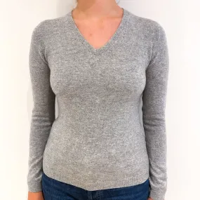 Smoke Gray Cashmere V-Neck Jumper Small