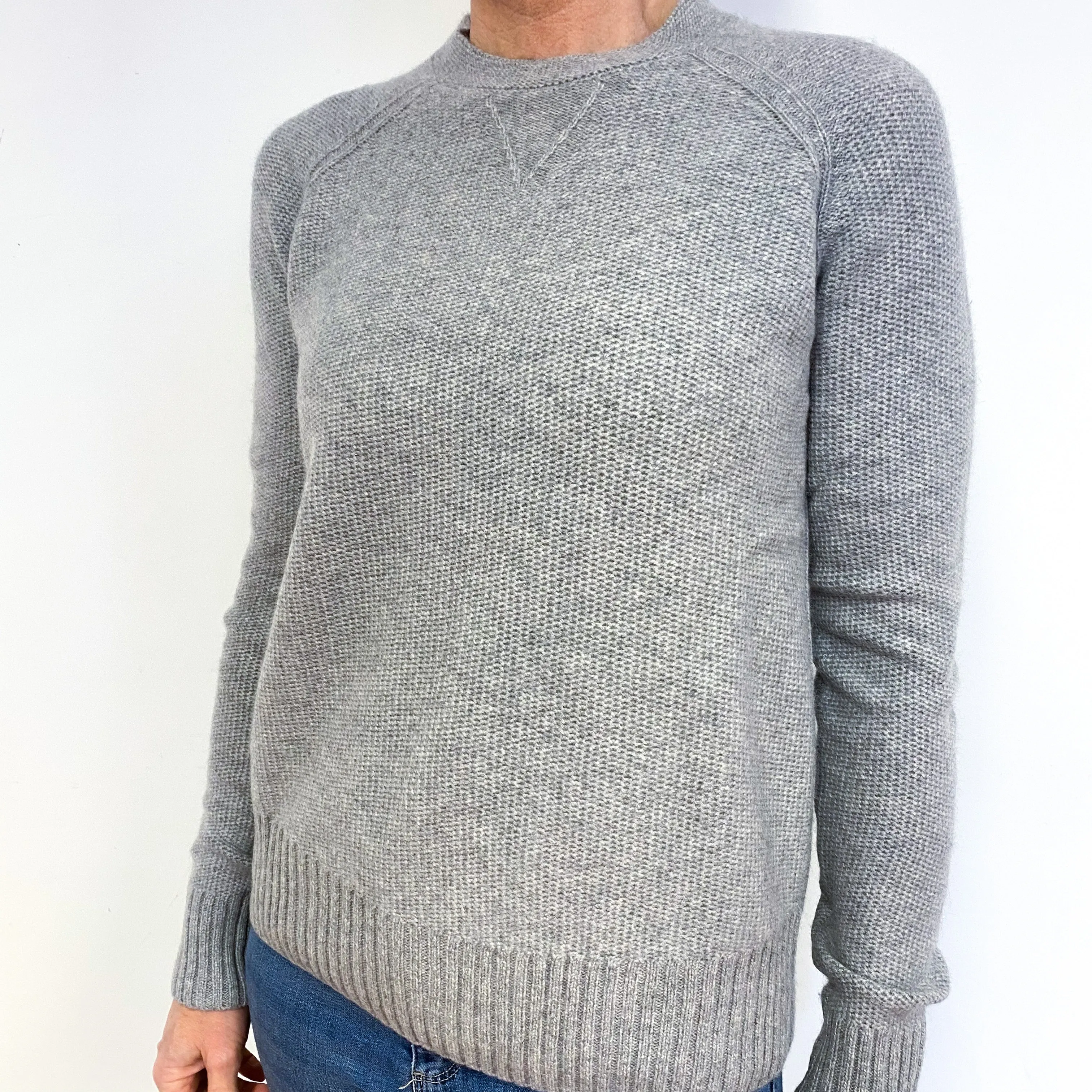 Smoke Grey Chunky Cashmere Crew Neck Jumper Medium