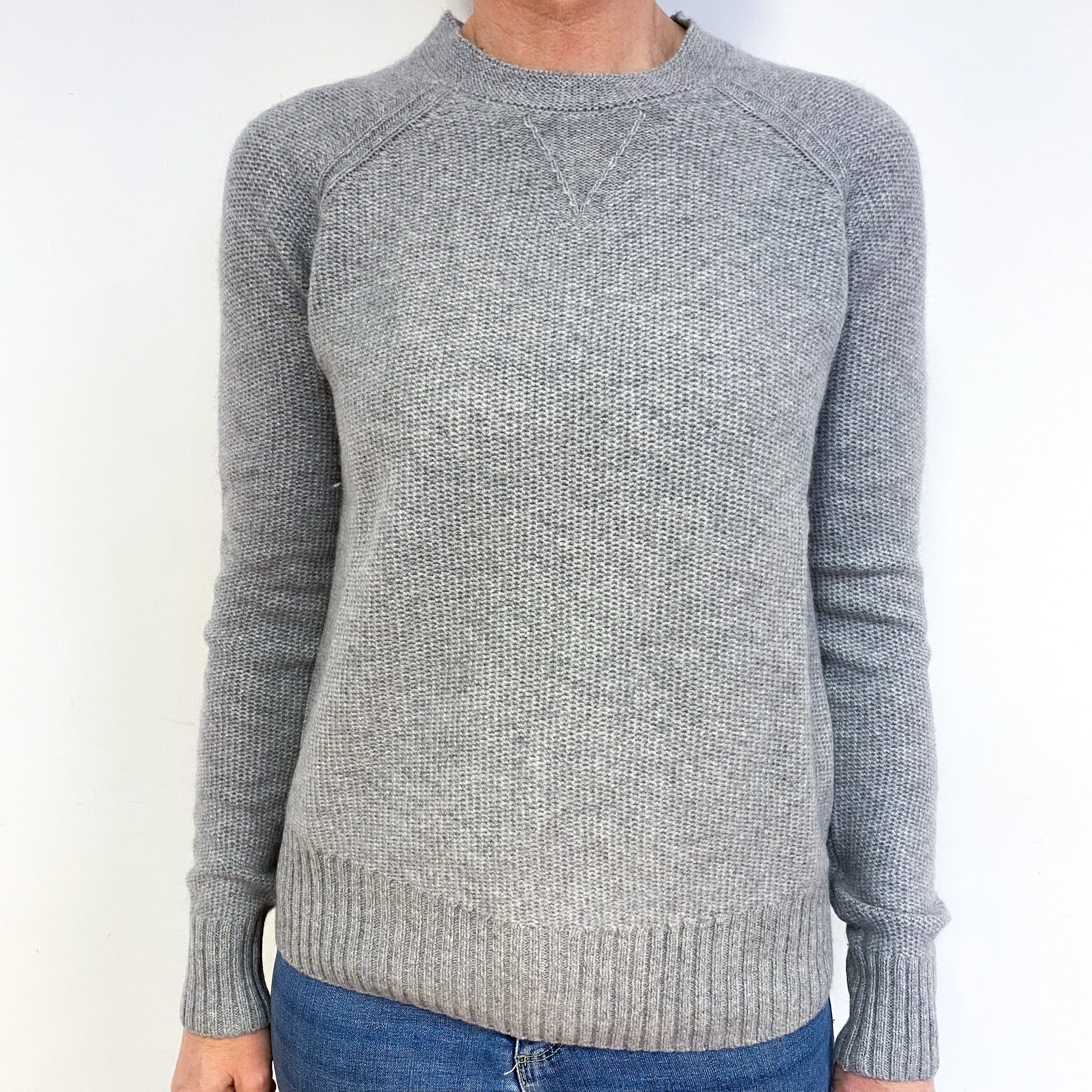 Smoke Grey Chunky Cashmere Crew Neck Jumper Medium