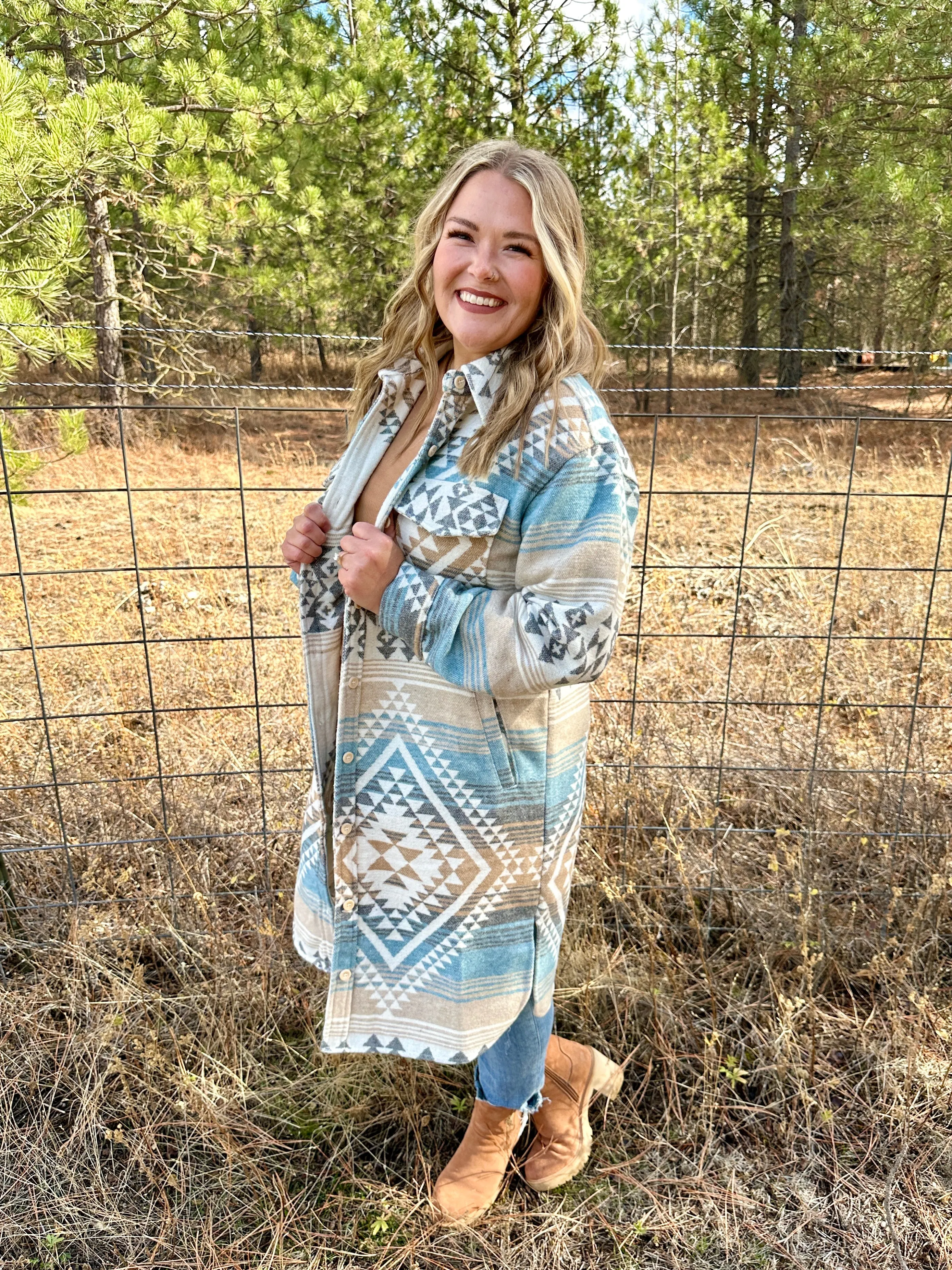 Southwest Print Long Shacket FINAL SALE!