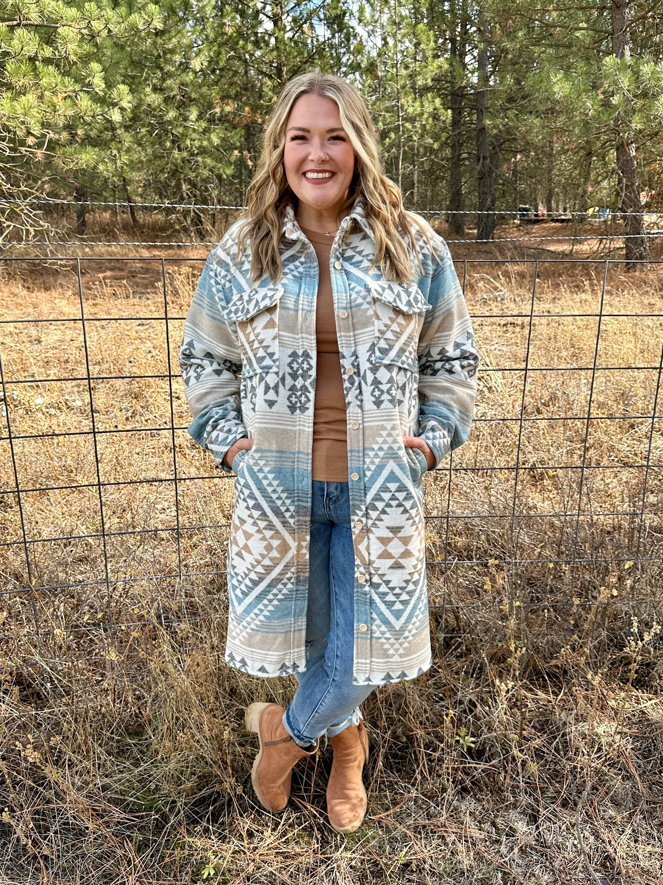 Southwest Print Long Shacket FINAL SALE!