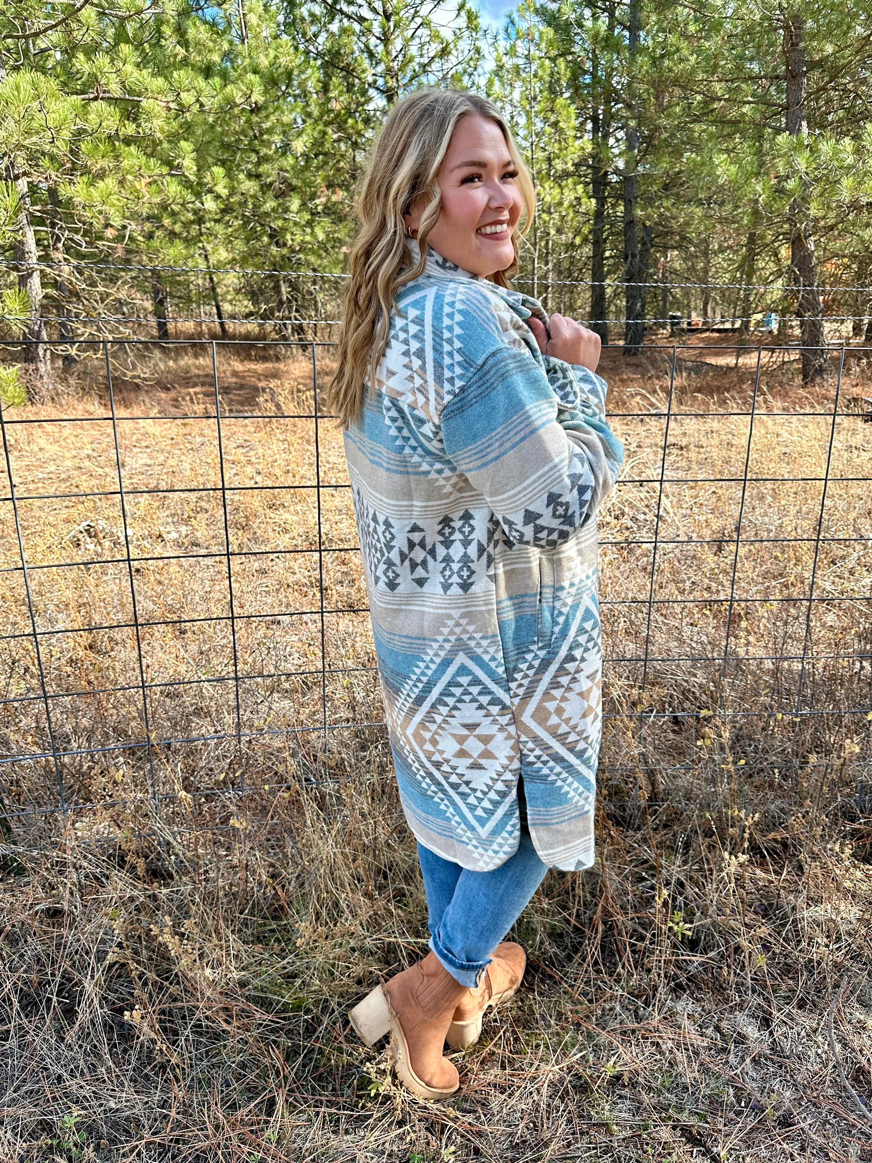 Southwest Print Long Shacket FINAL SALE!