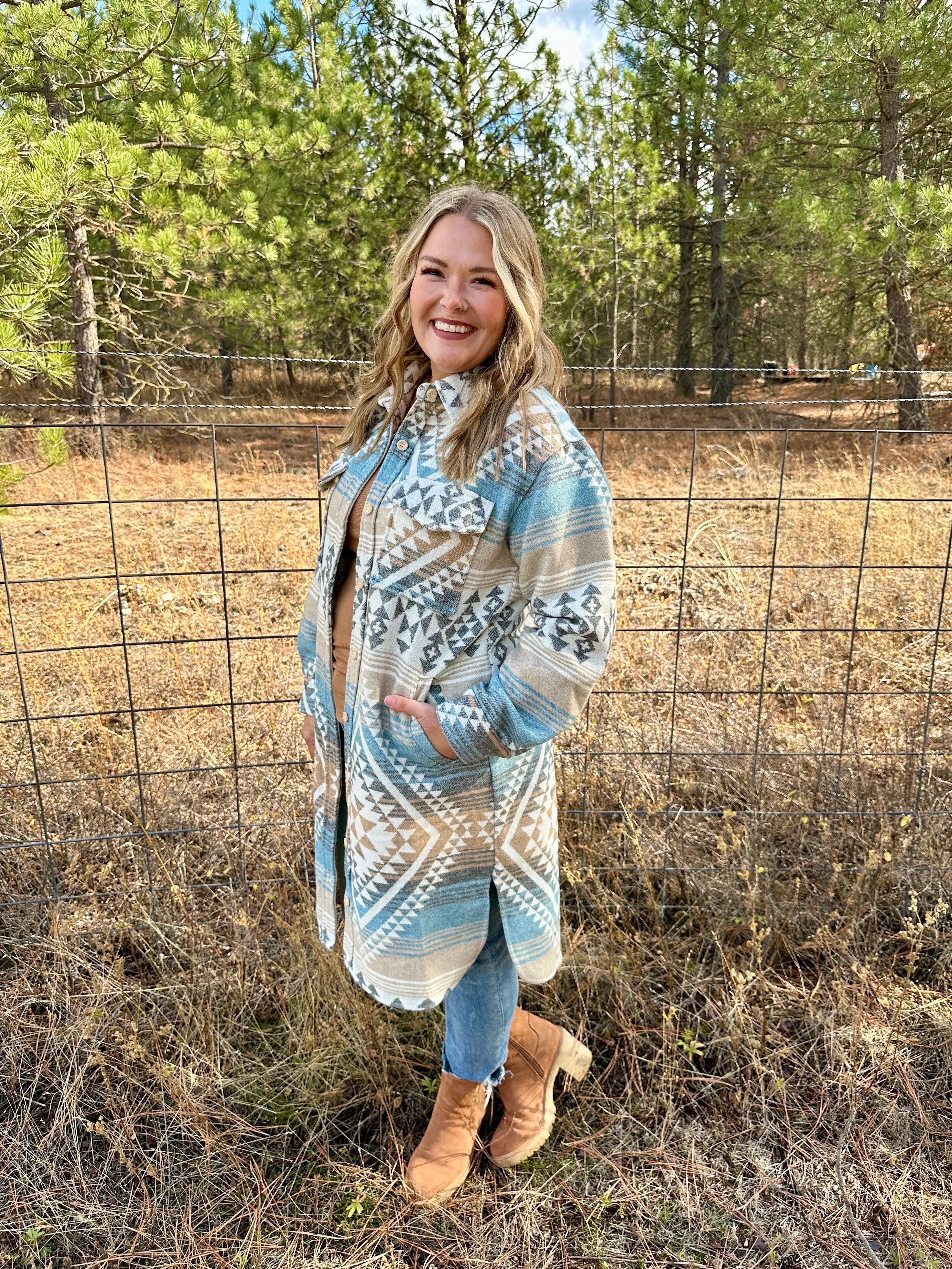 Southwest Print Long Shacket FINAL SALE!