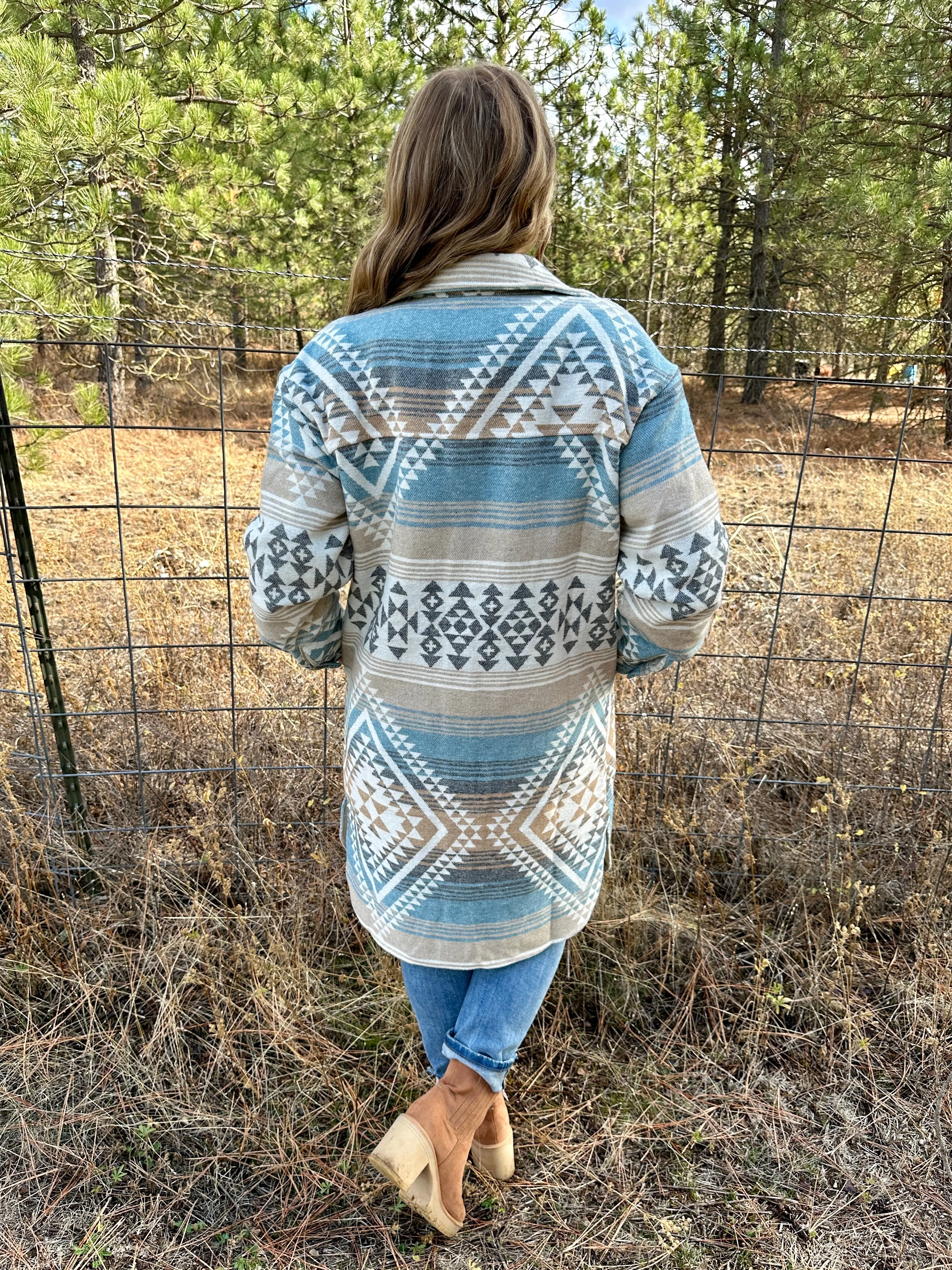 Southwest Print Long Shacket FINAL SALE!
