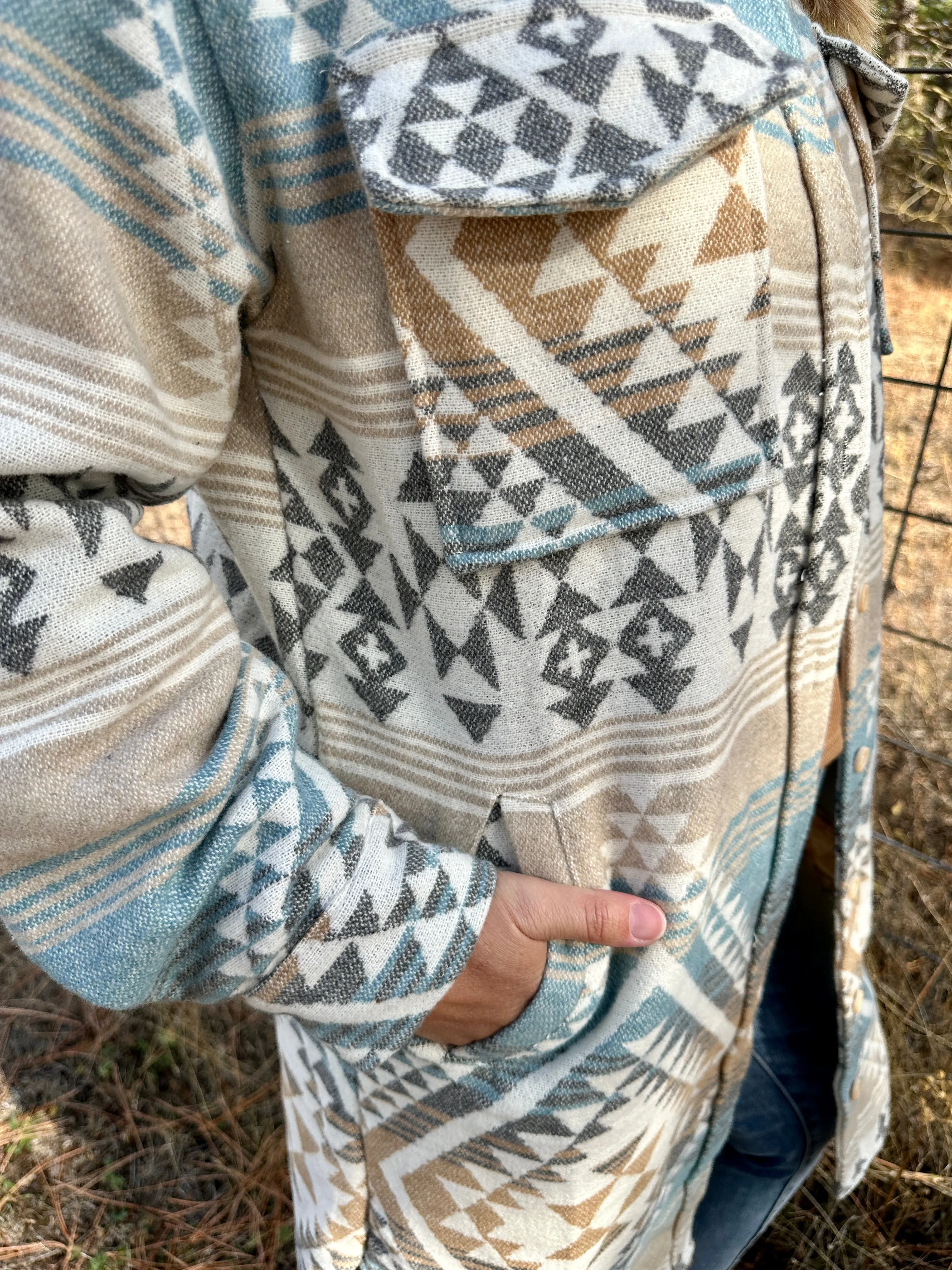 Southwest Print Long Shacket FINAL SALE!