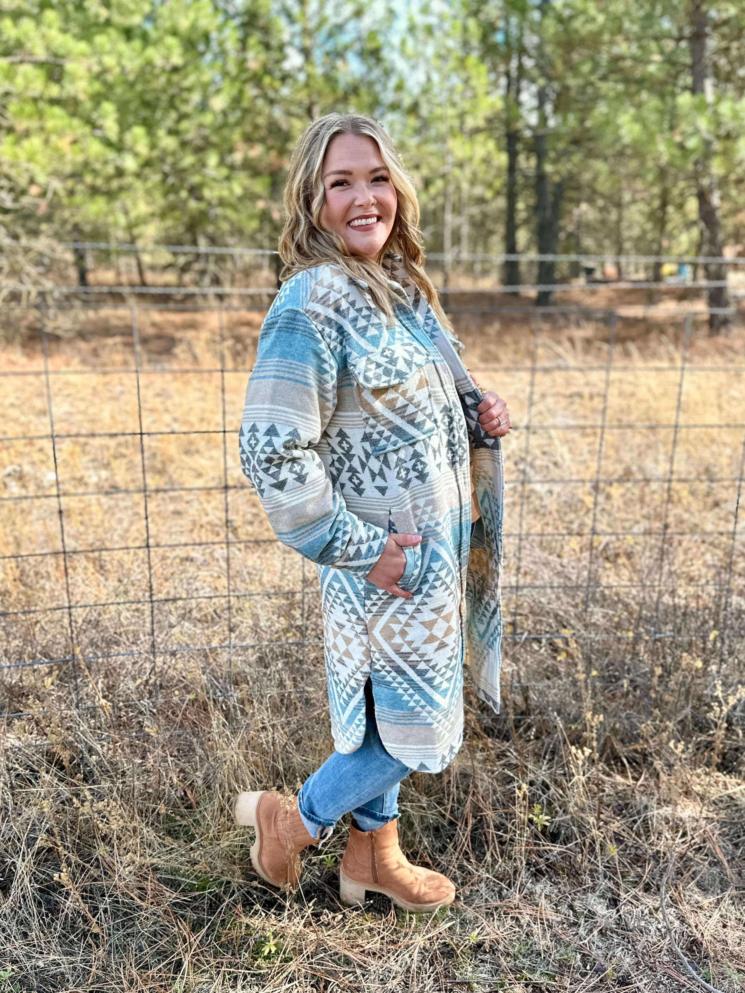 Southwest Print Long Shacket FINAL SALE!