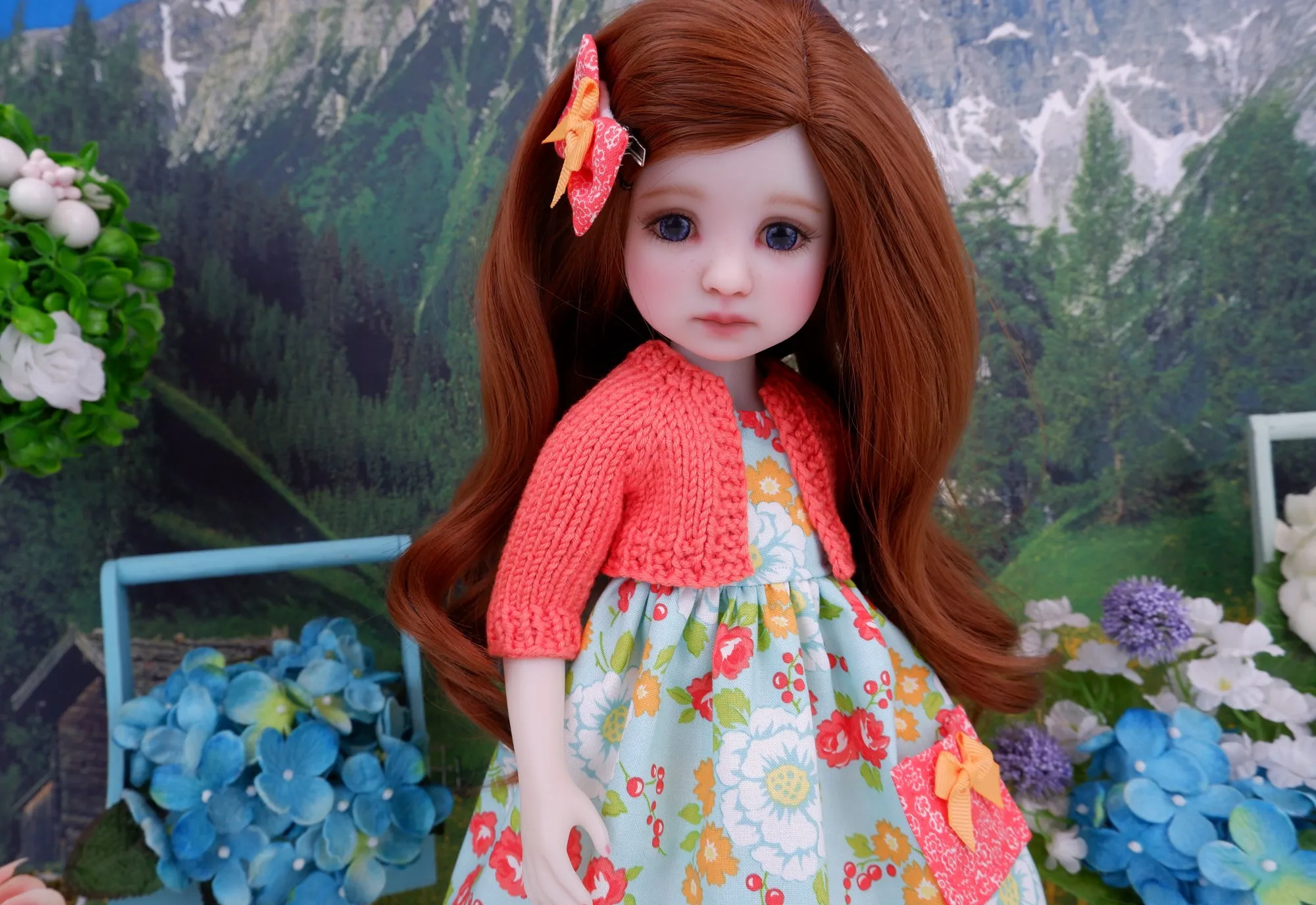Spring Wildflowers - dress with sweater & boots for Ruby Red Fashion Friends doll