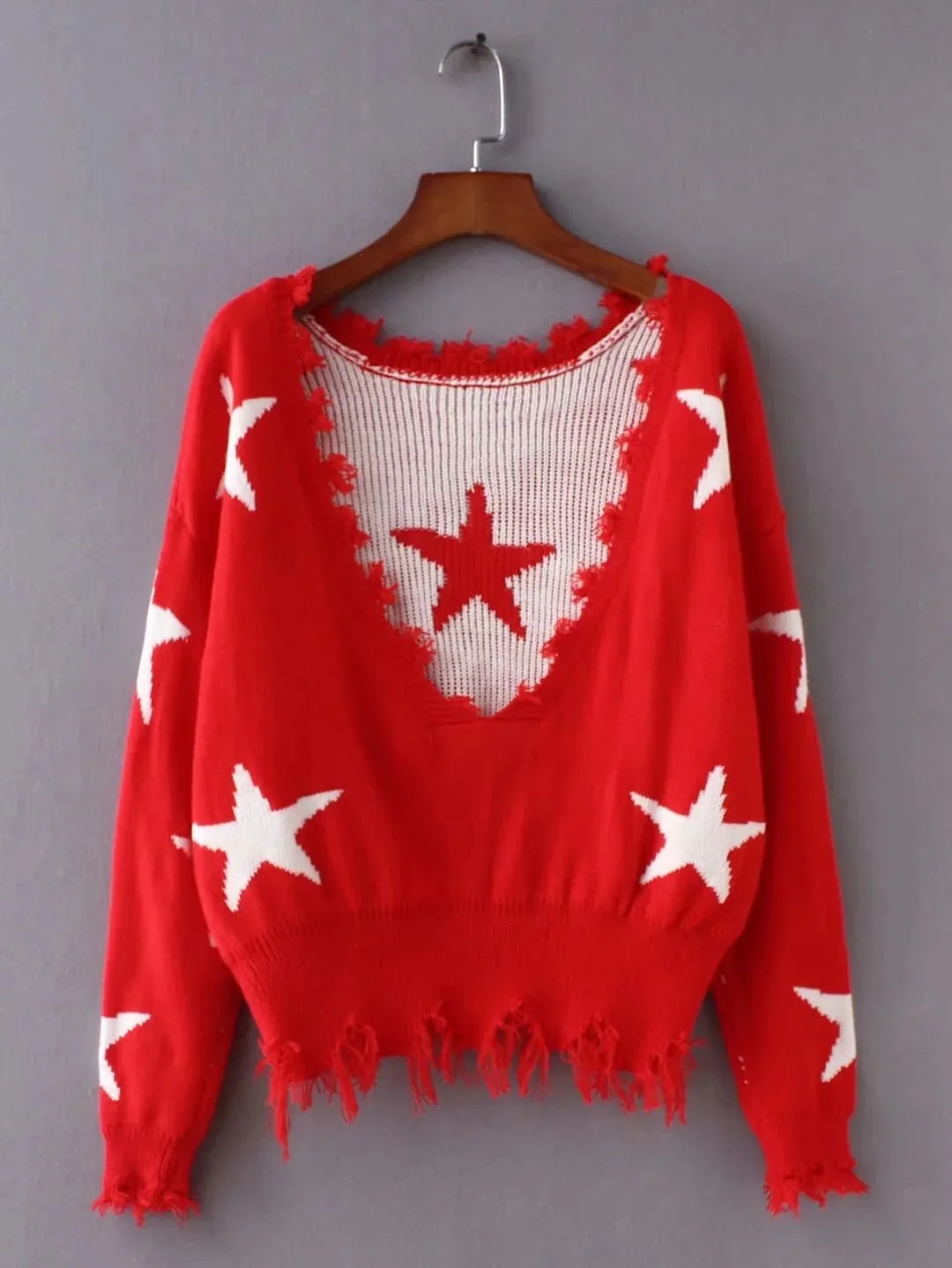 Star V-Neck Sweater