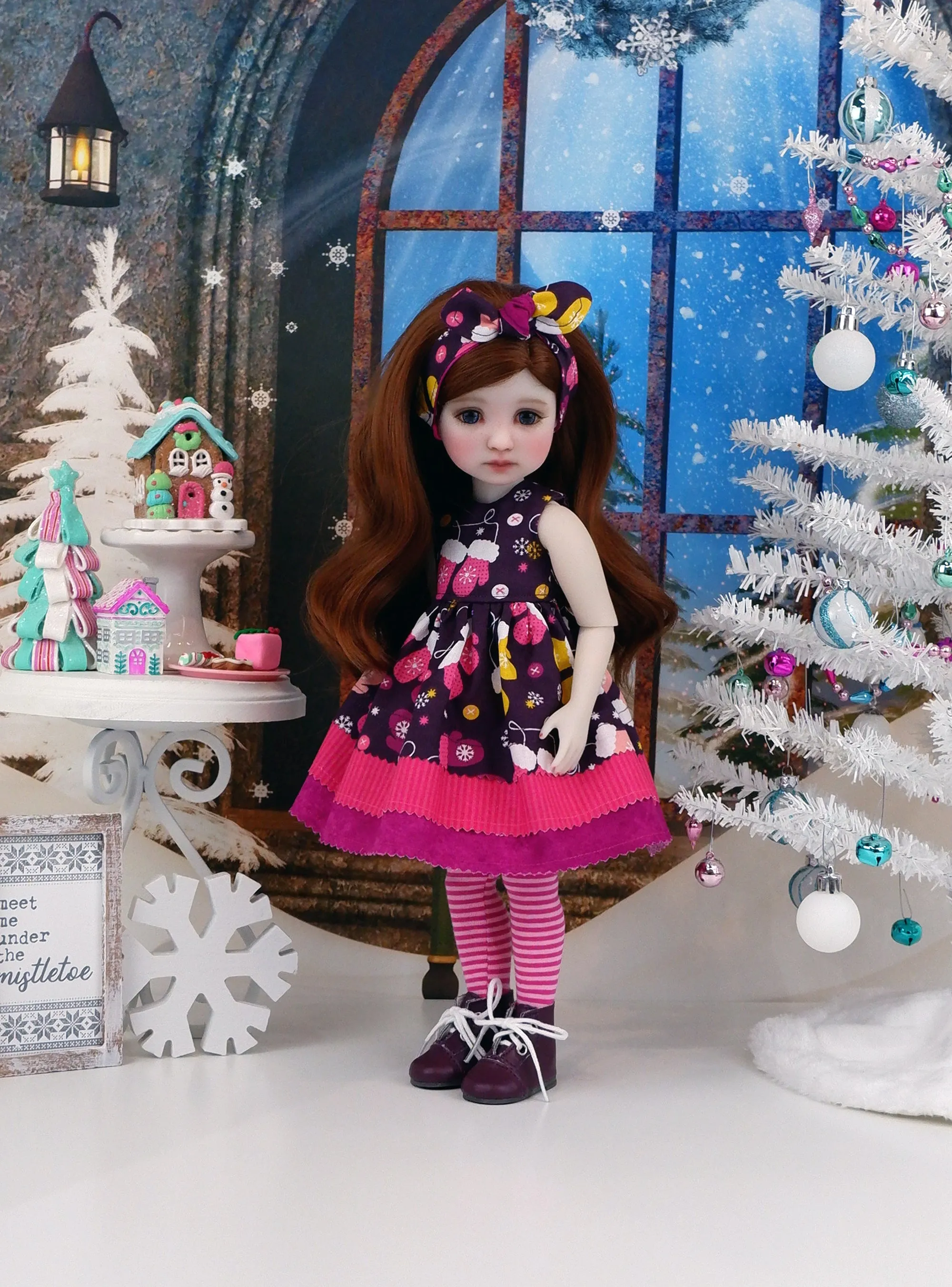 Sugar Plum Mittens - dress with boots for Ruby Red Fashion Friends doll