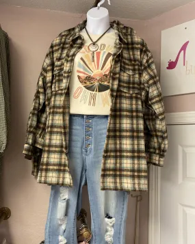 Teal and Brown Flannel Curvy