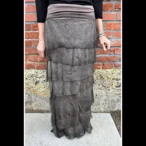 Tier Silk Skirt - Washed Chocolate - KGG1-WCC