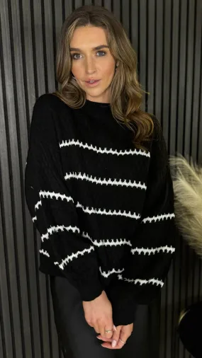 Travis Black & Beige Printed Jumper