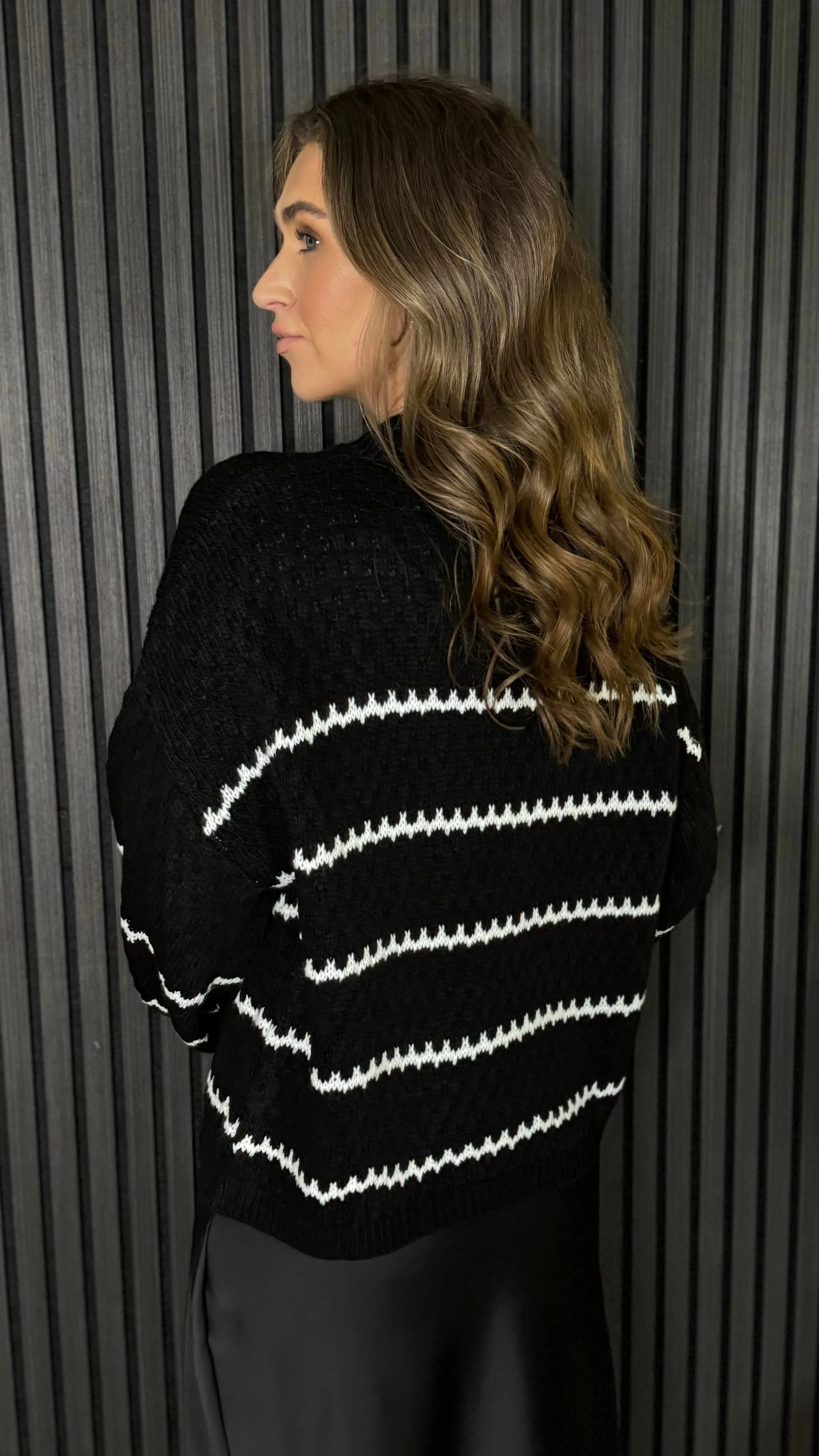Travis Black & Beige Printed Jumper