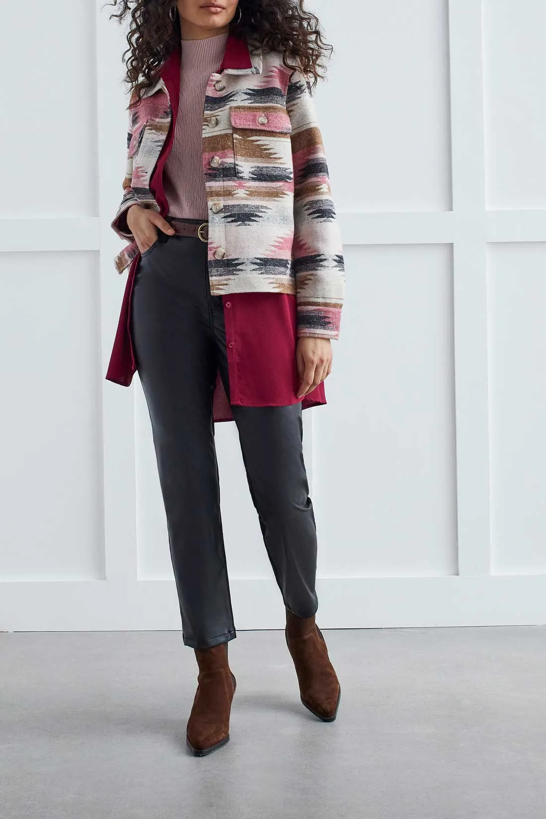 Tribal  Fall/Winter 2023-7891O/4853- Shacket -Rose Blush