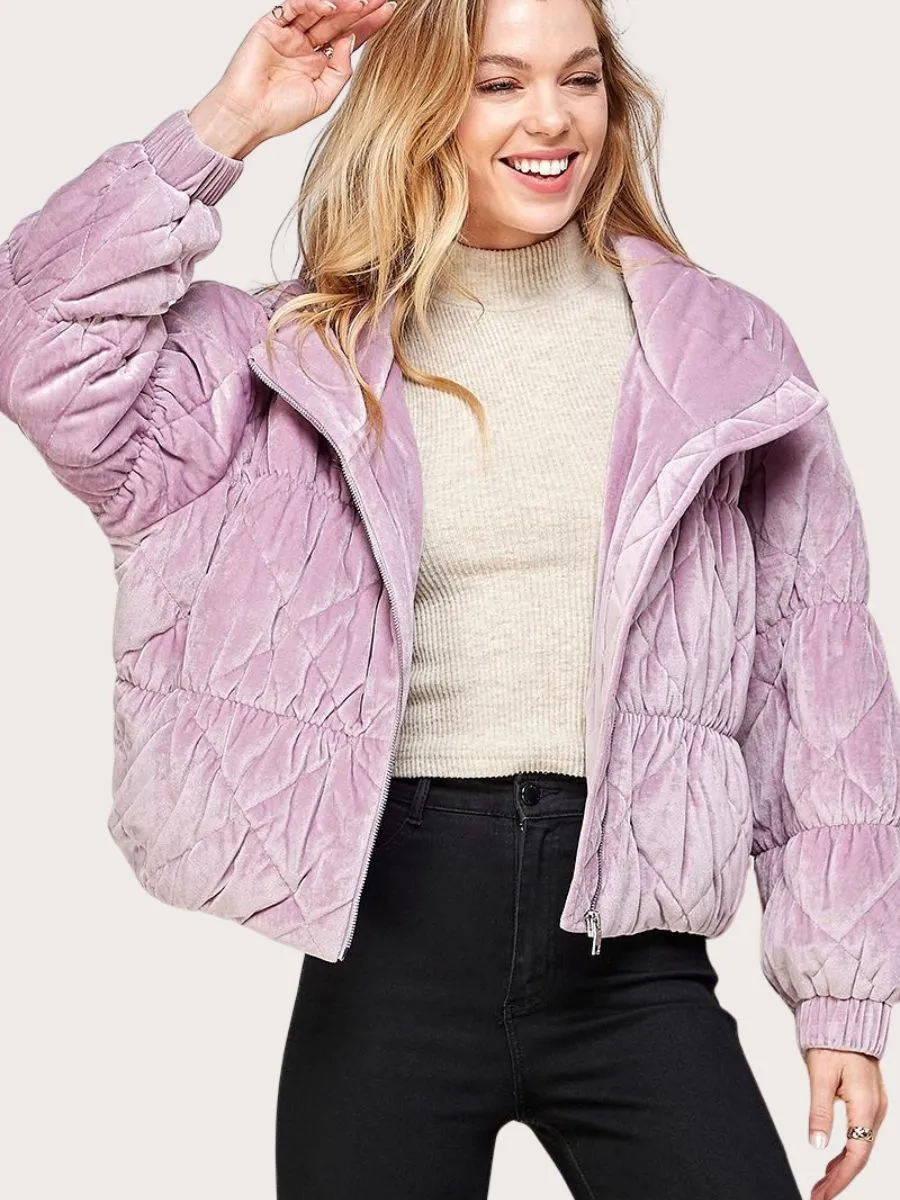Velvet Quilted Puffer Jacket