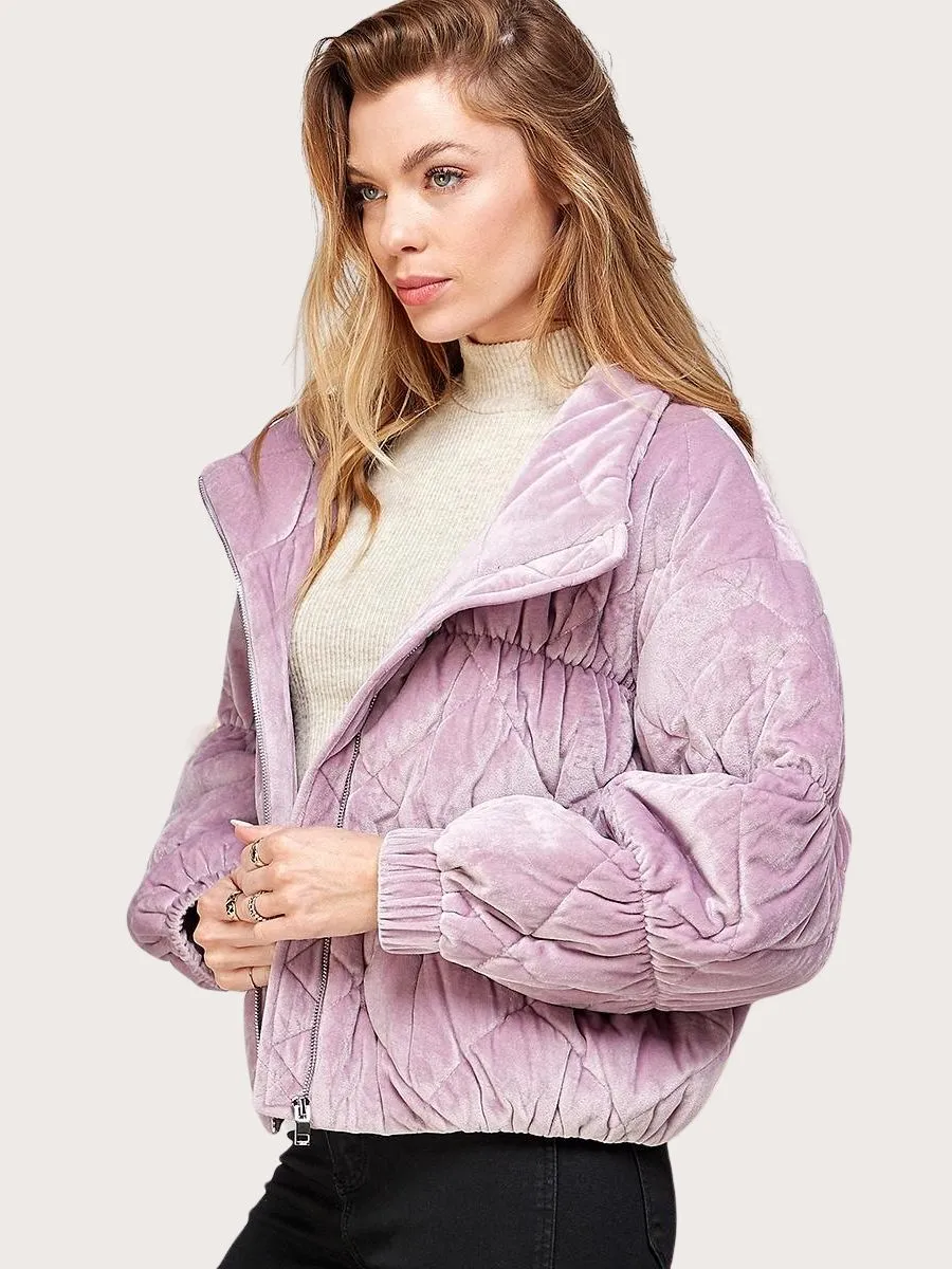 Velvet Quilted Puffer Jacket