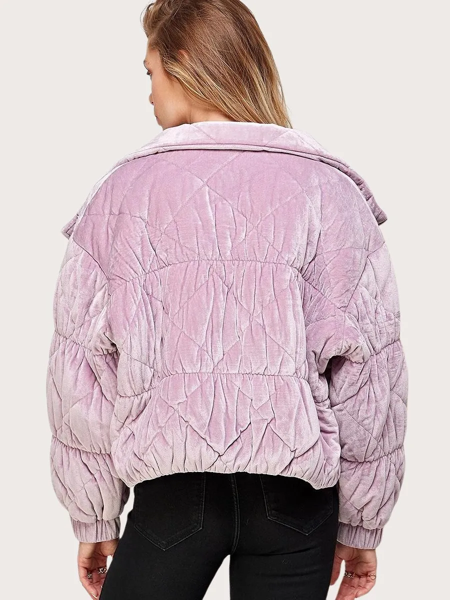 Velvet Quilted Puffer Jacket