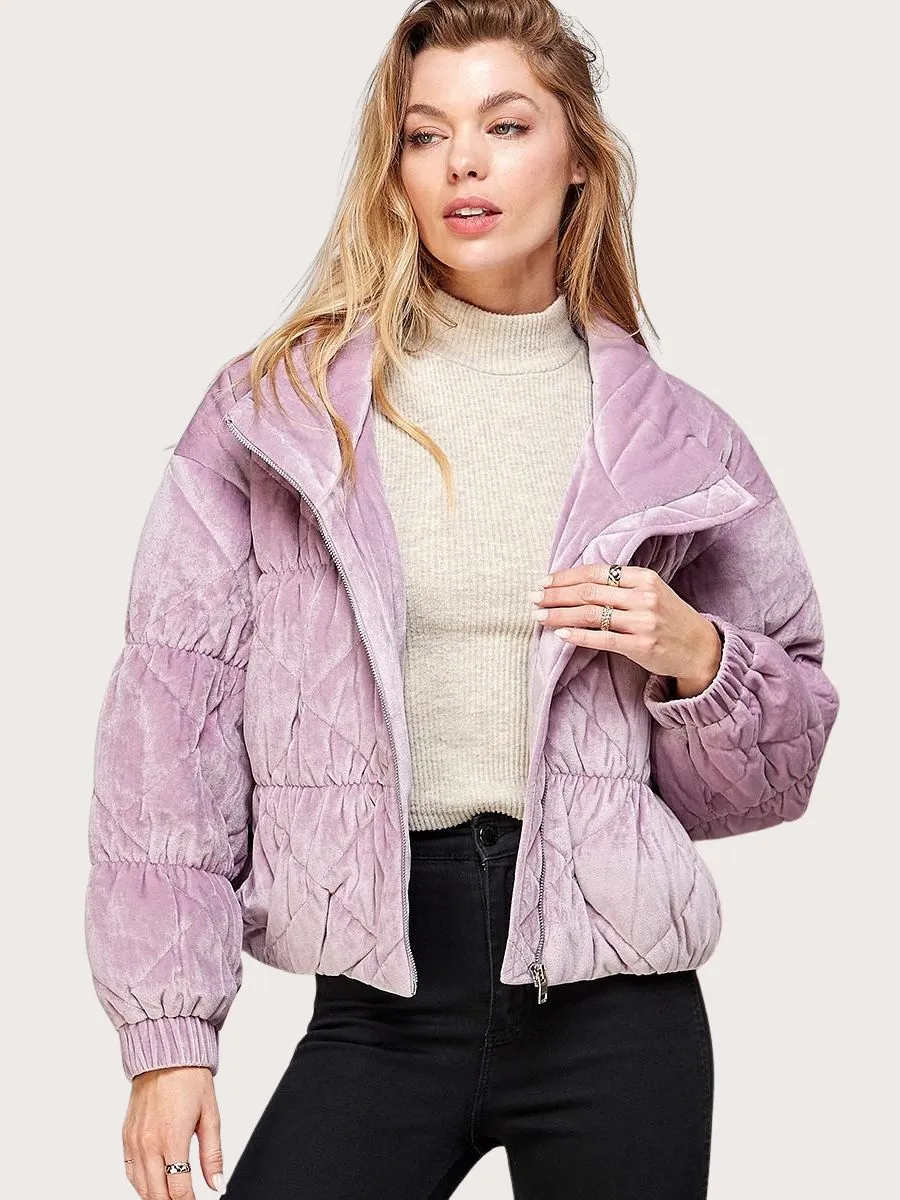 Velvet Quilted Puffer Jacket